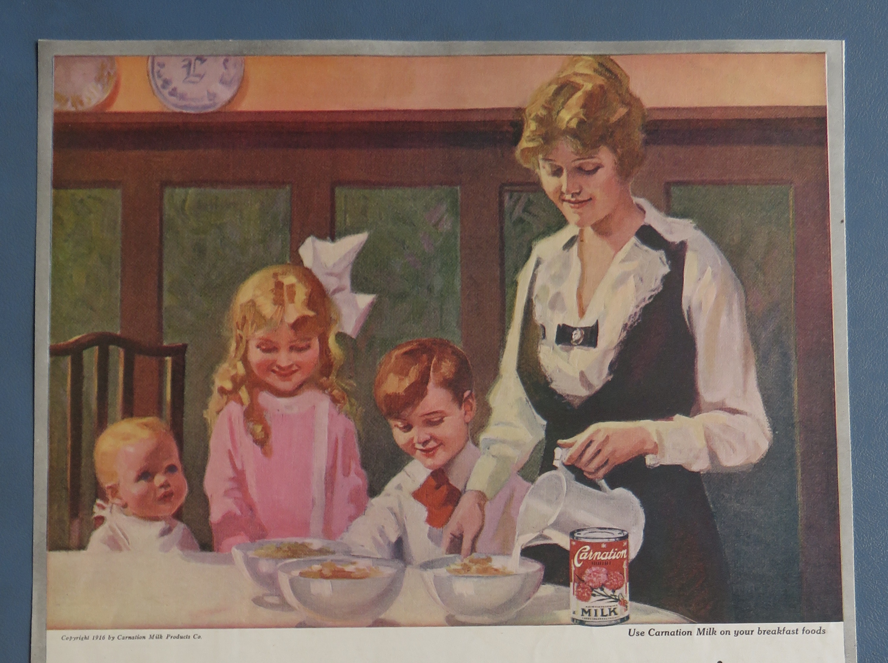 1916 Carnation Milk with Mom Making Breakfast For Kids