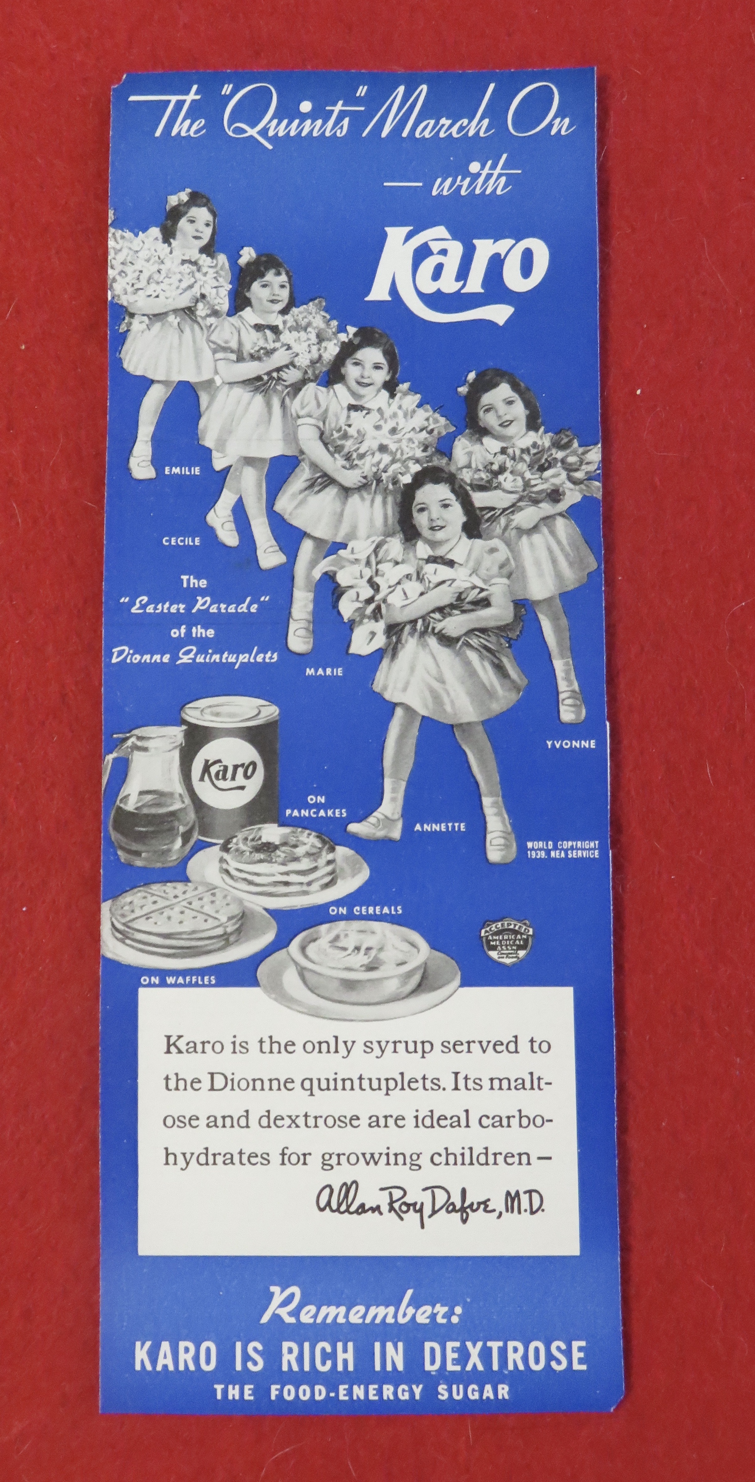 1930's Karo Syrup with the Dionne Quintuplets