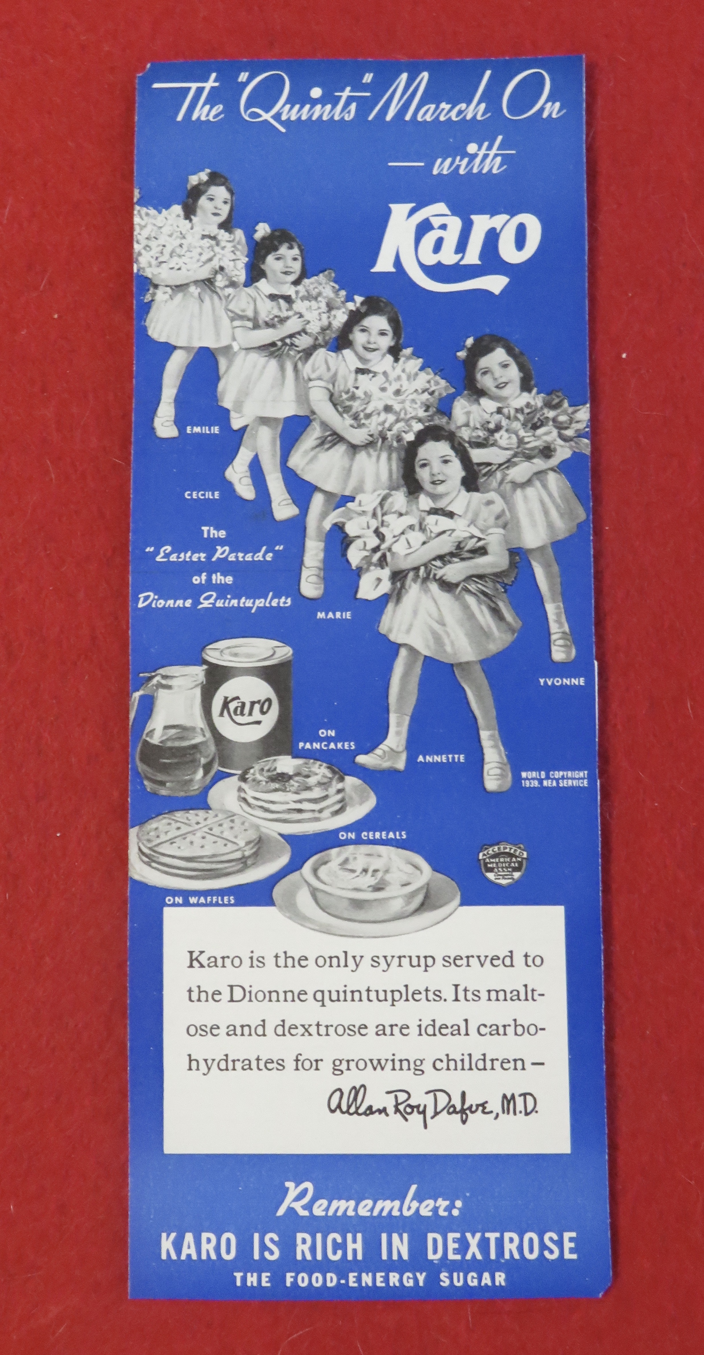 1930's Karo Syrup with the Dionne Quintuplets