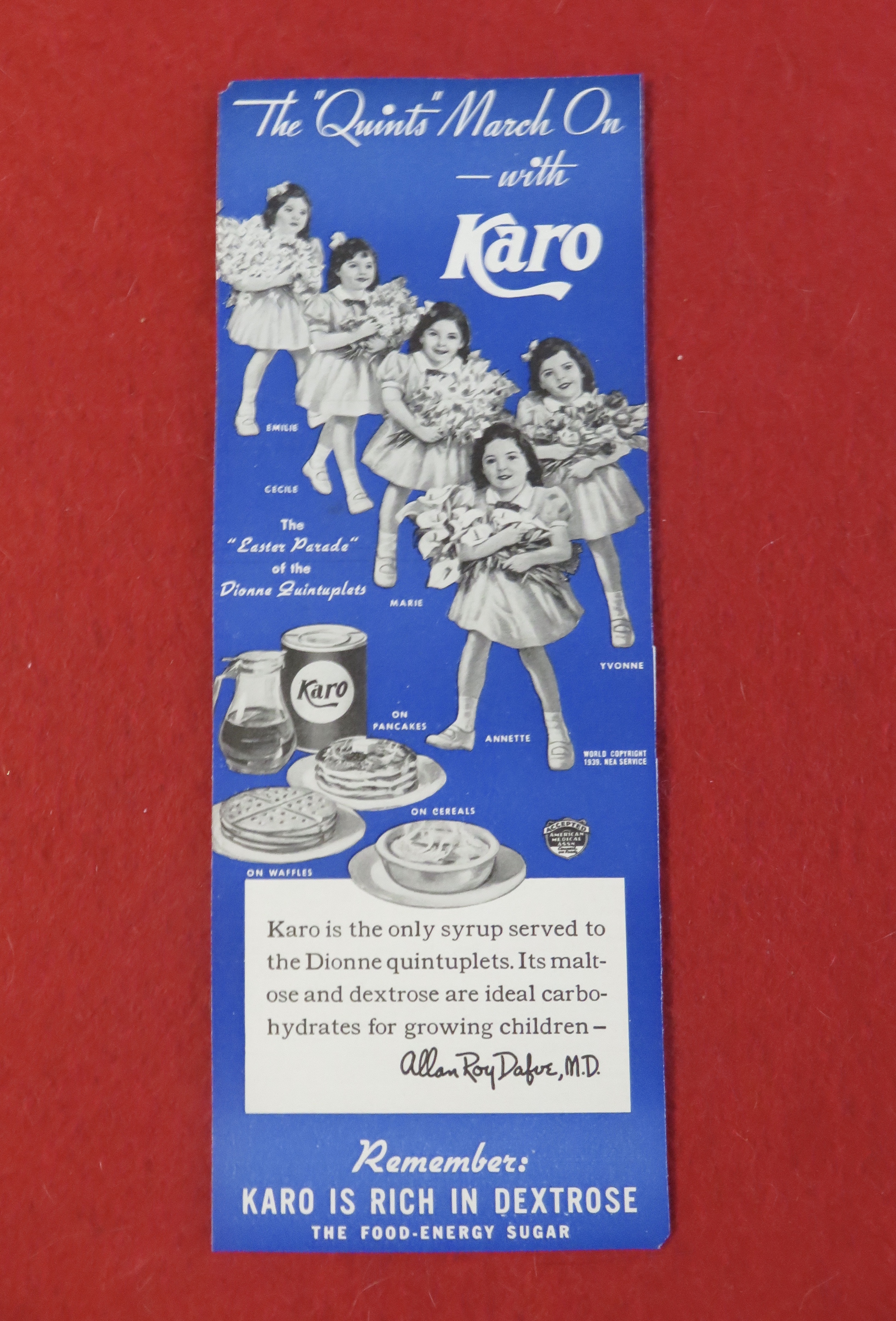 1930's Karo Syrup with the Dionne Quintuplets
