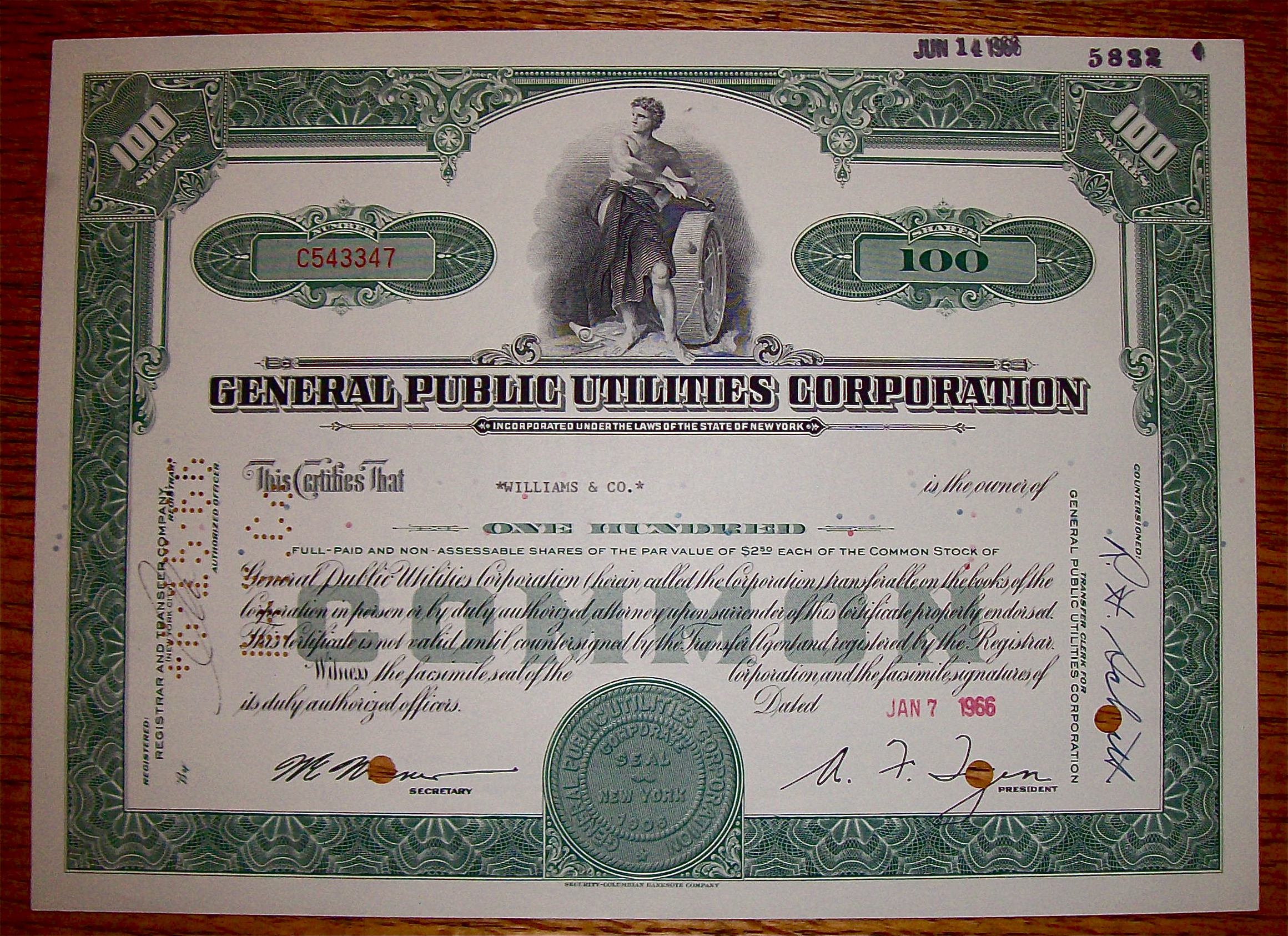 1966 General Public Utilities Corporation Stock