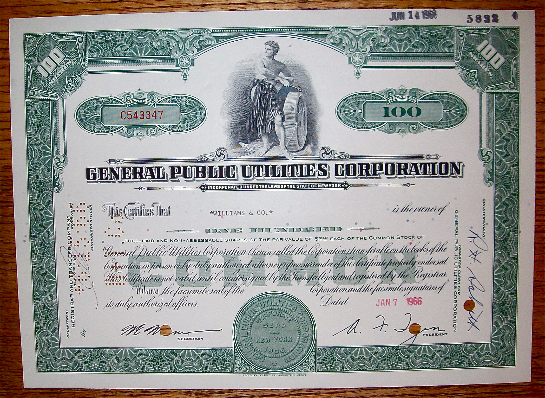 1966 General Public Utilities Corporation Stock