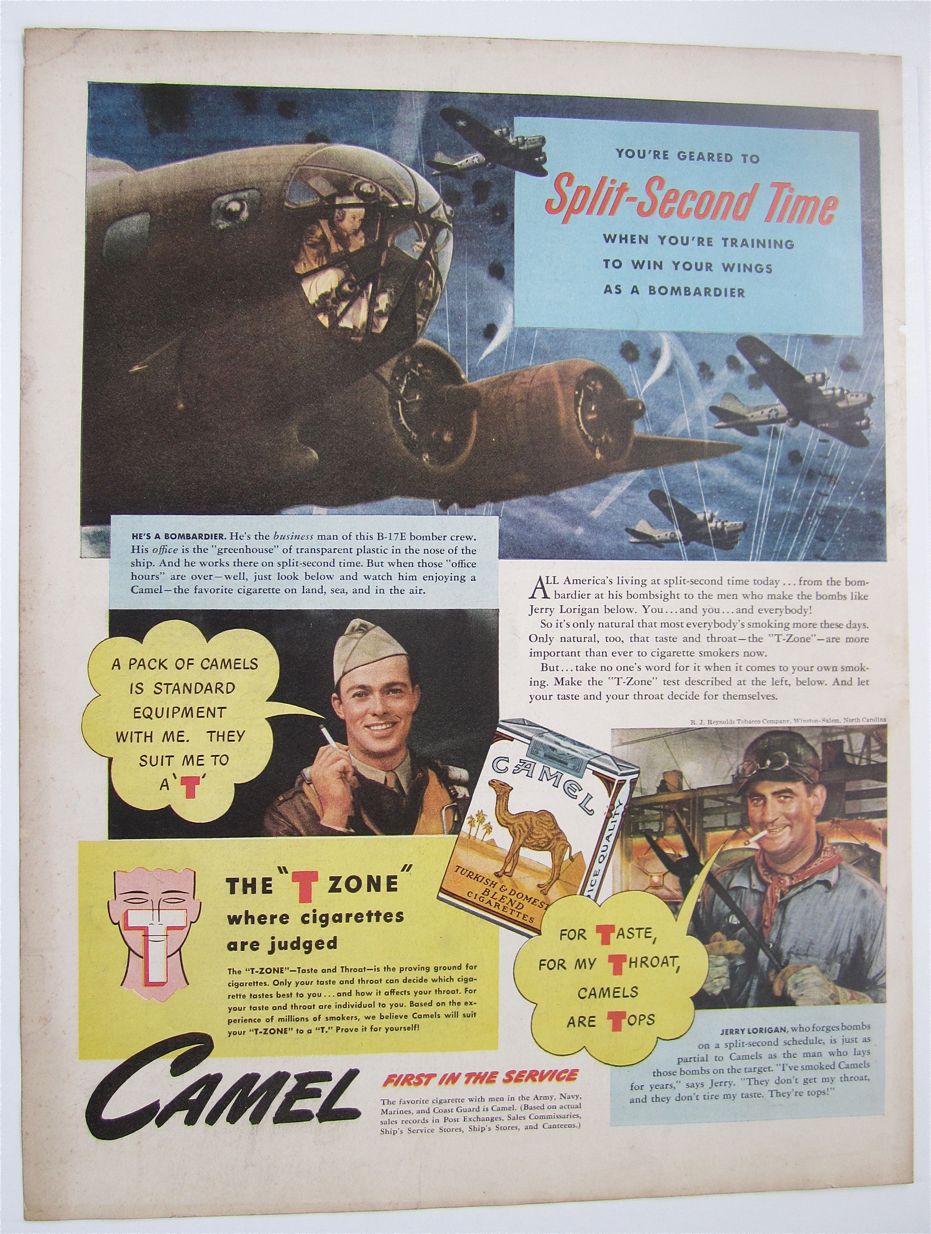 1942 Camel Cigarettes w/Bombardier & Man Forges Bombs