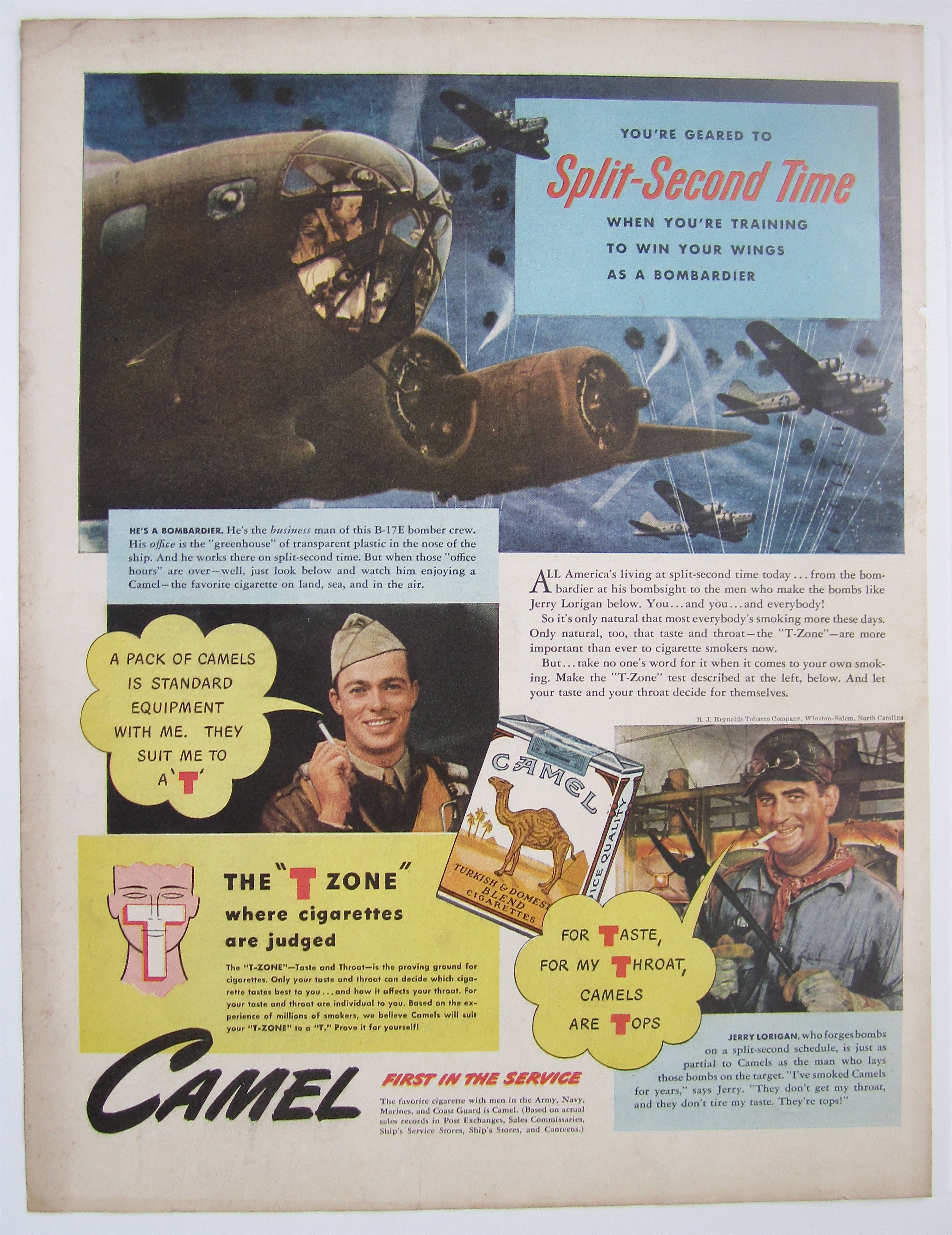 1942 Camel Cigarettes w/Bombardier & Man Forges Bombs