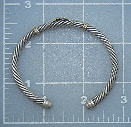 Sterling Silver 18K GF Twist Cross Bracelet