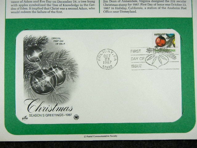 First day issue stamp, Christmas 1987 Seasons Greetings