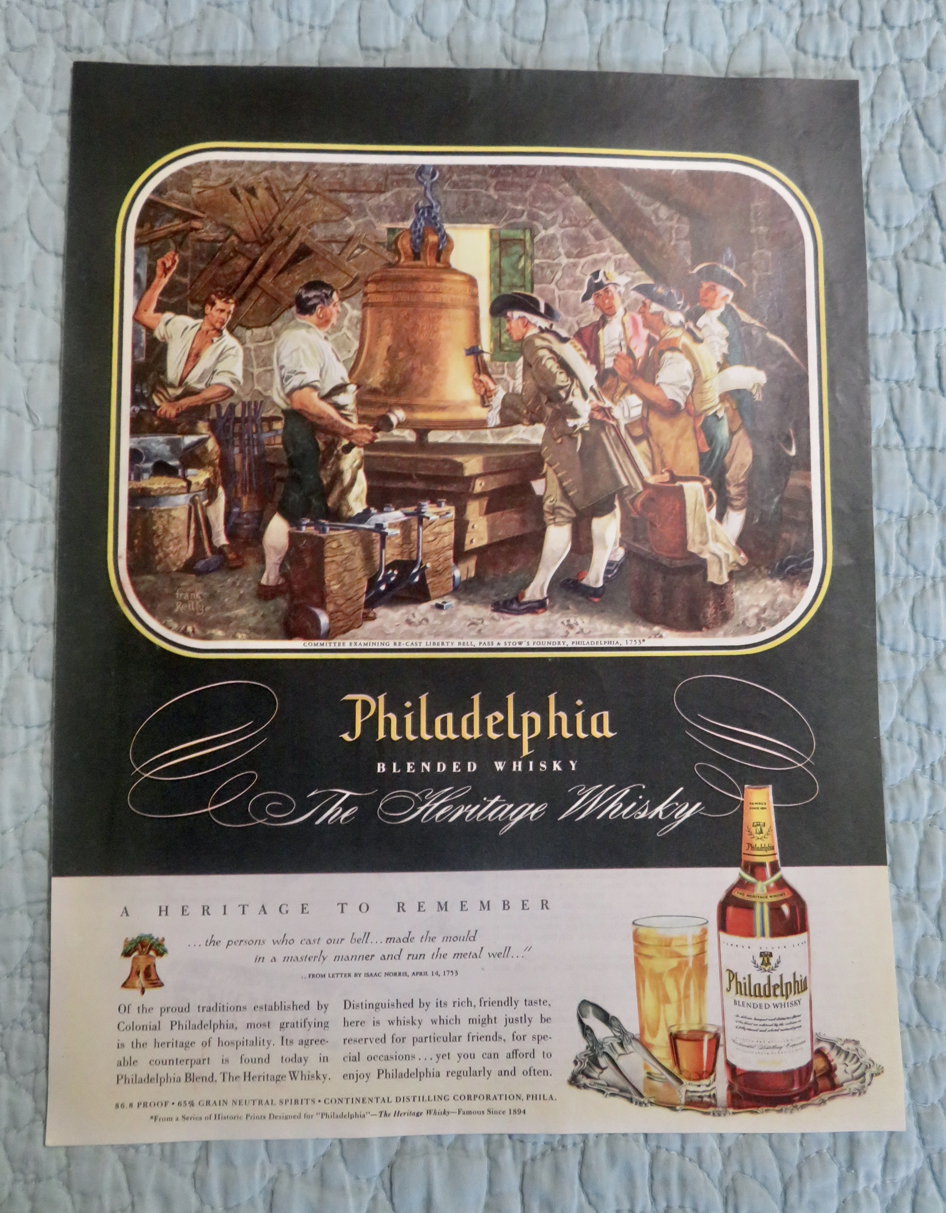 1947 Philadelphia Whiskey with Re Casting Liberty Bell