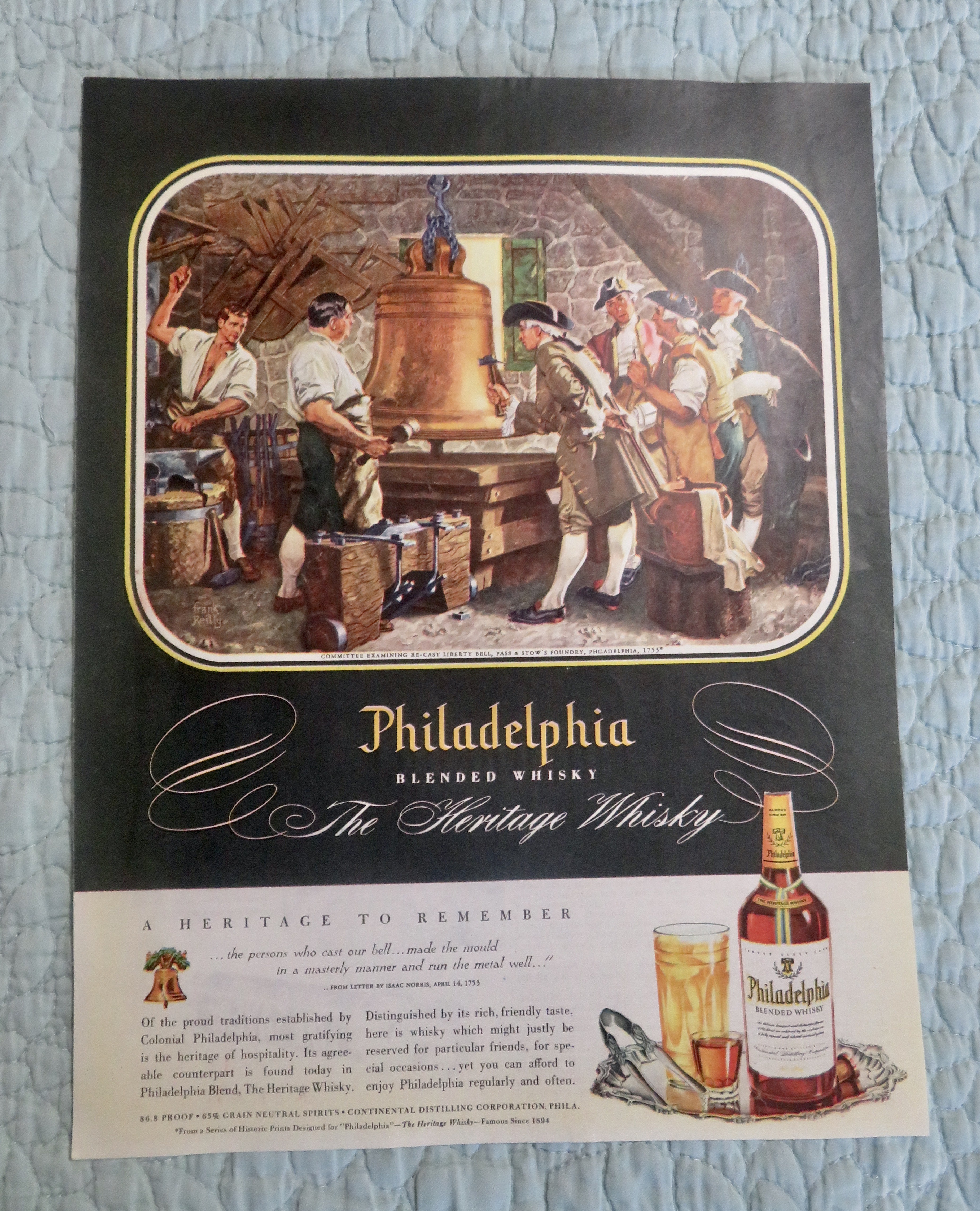 1947 Philadelphia Whiskey with Re Casting Liberty Bell