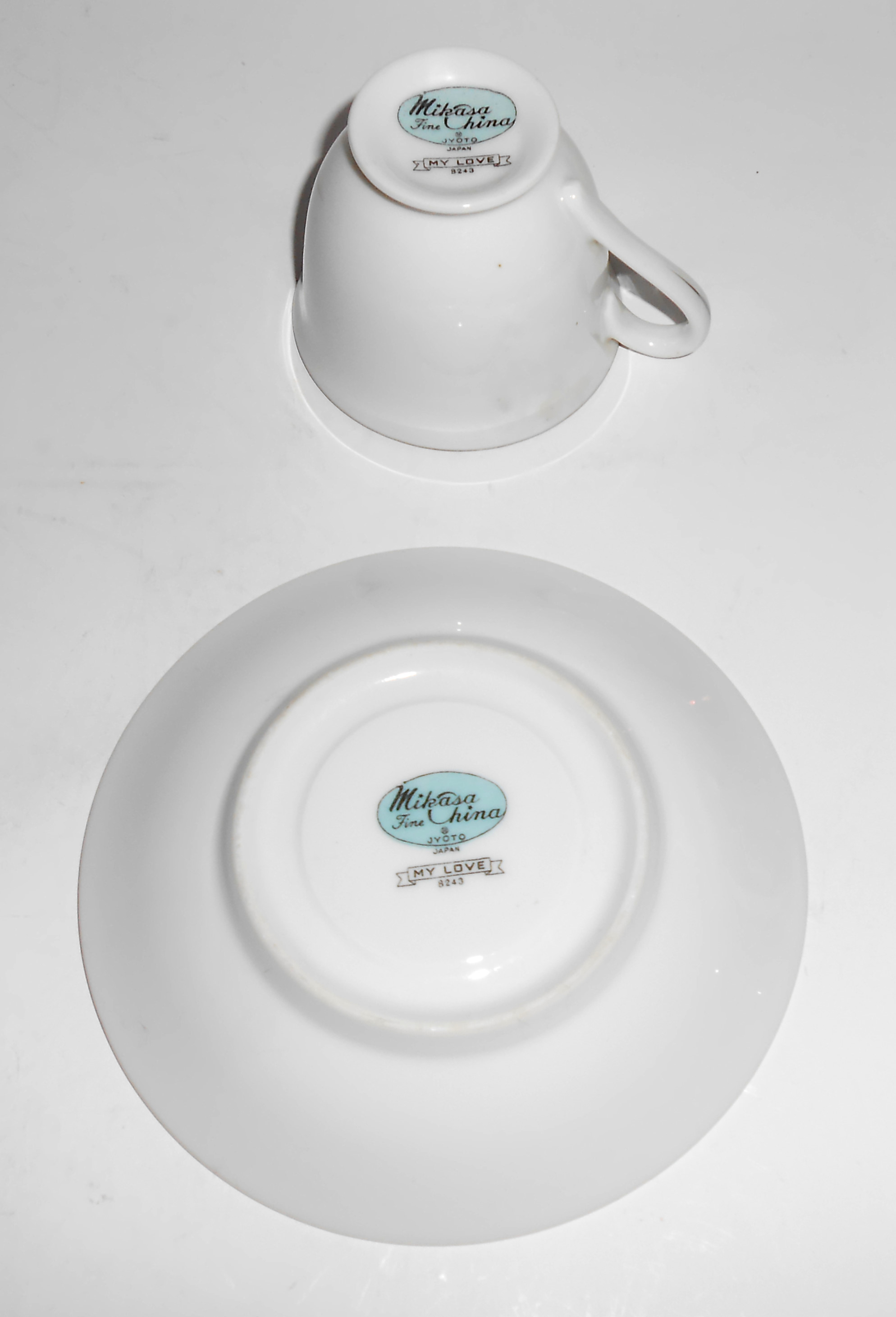 Mikasa China Porcelain Platinum Band My Love Demitasse