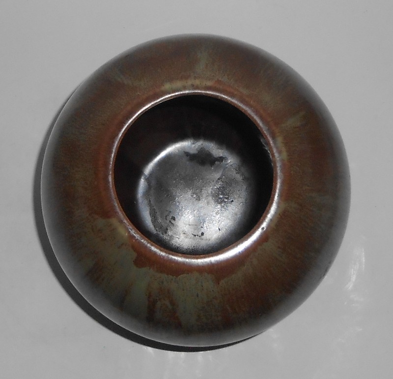 VINTAGE North State Pottery Bulbous Brown-Green Drip Glaze Vase
