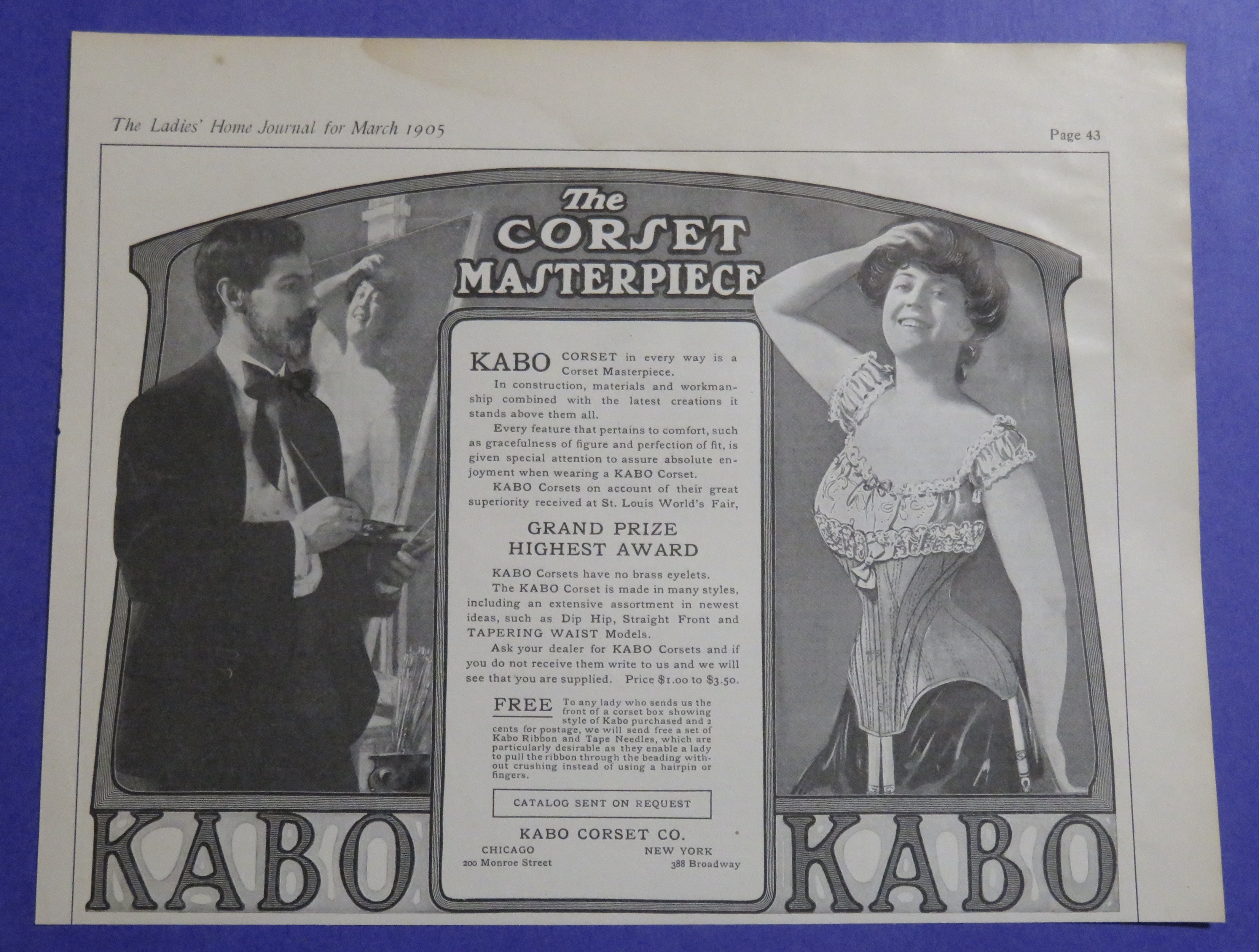 1905 Kabo Corset with Man Painting Woman In Corset