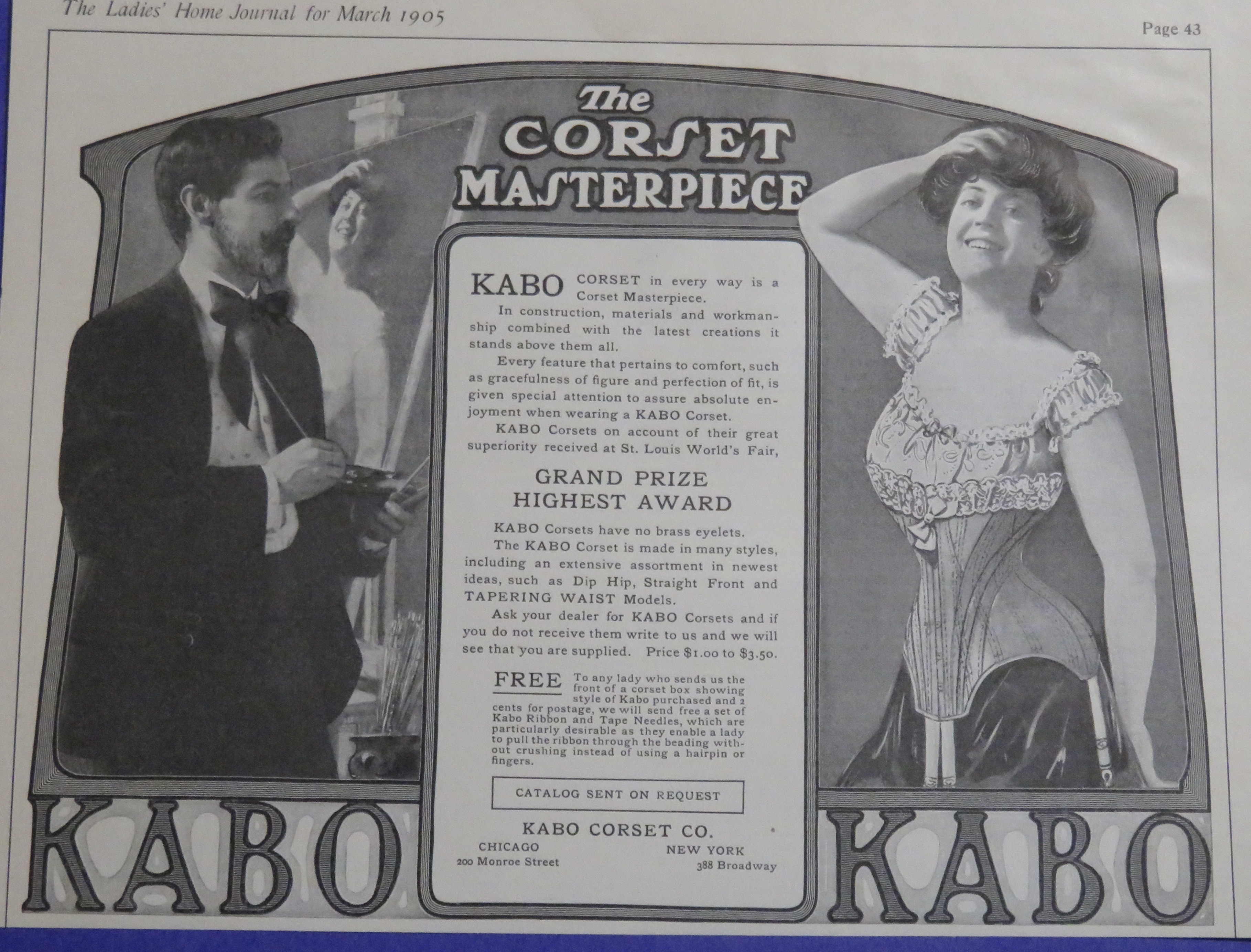 1905 Kabo Corset with Man Painting Woman In Corset