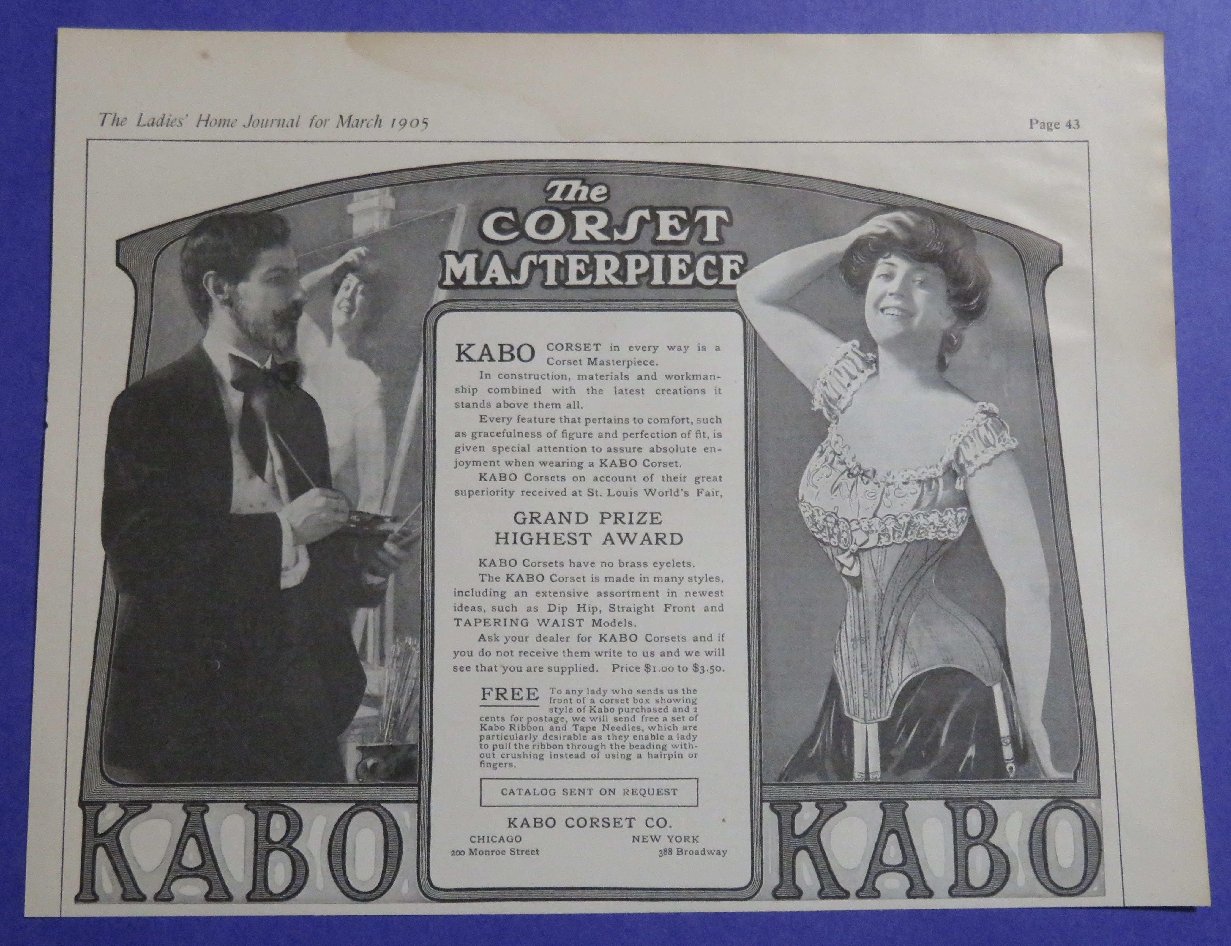 1905 Kabo Corset with Man Painting Woman In Corset