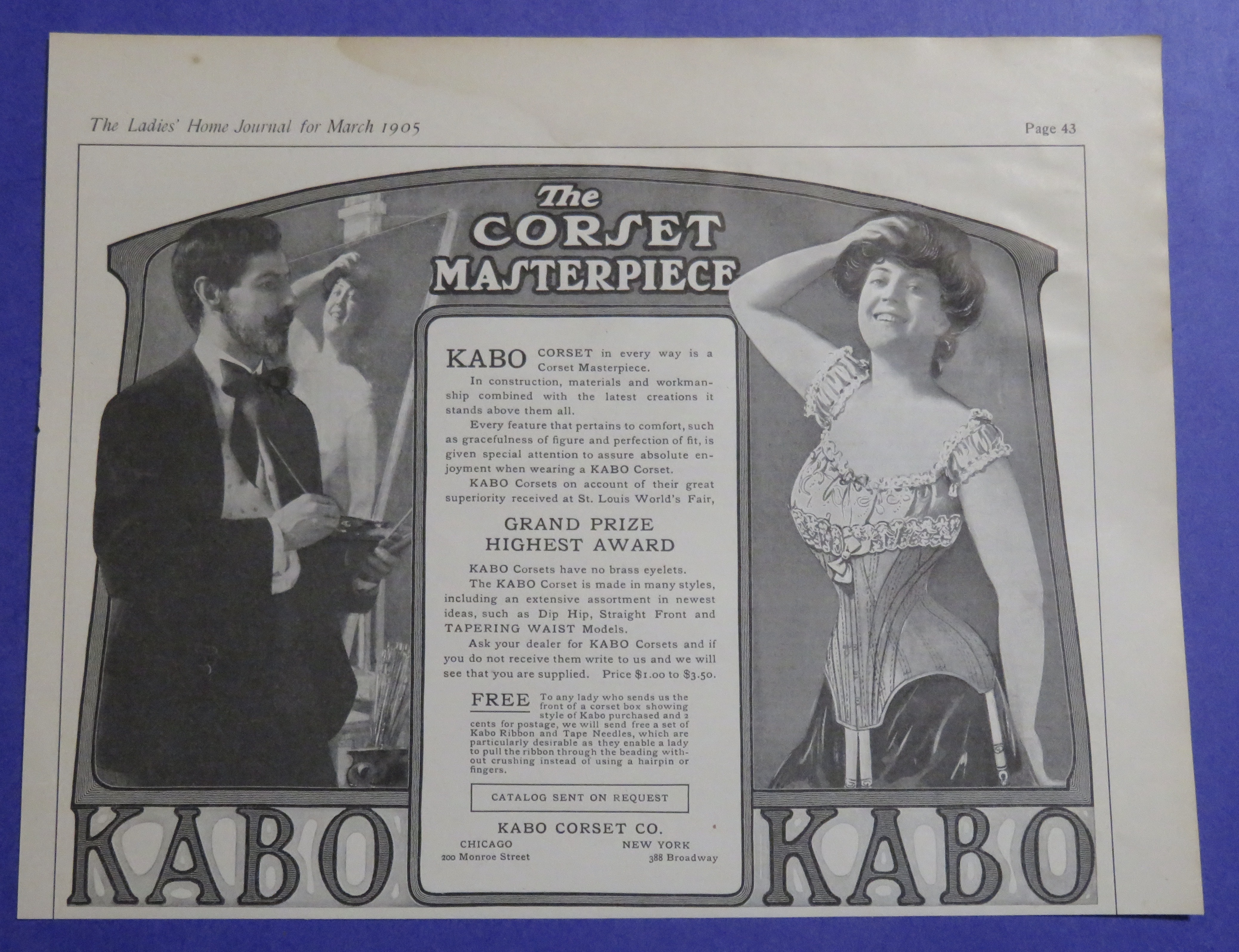 1905 Kabo Corset with Man Painting Woman In Corset