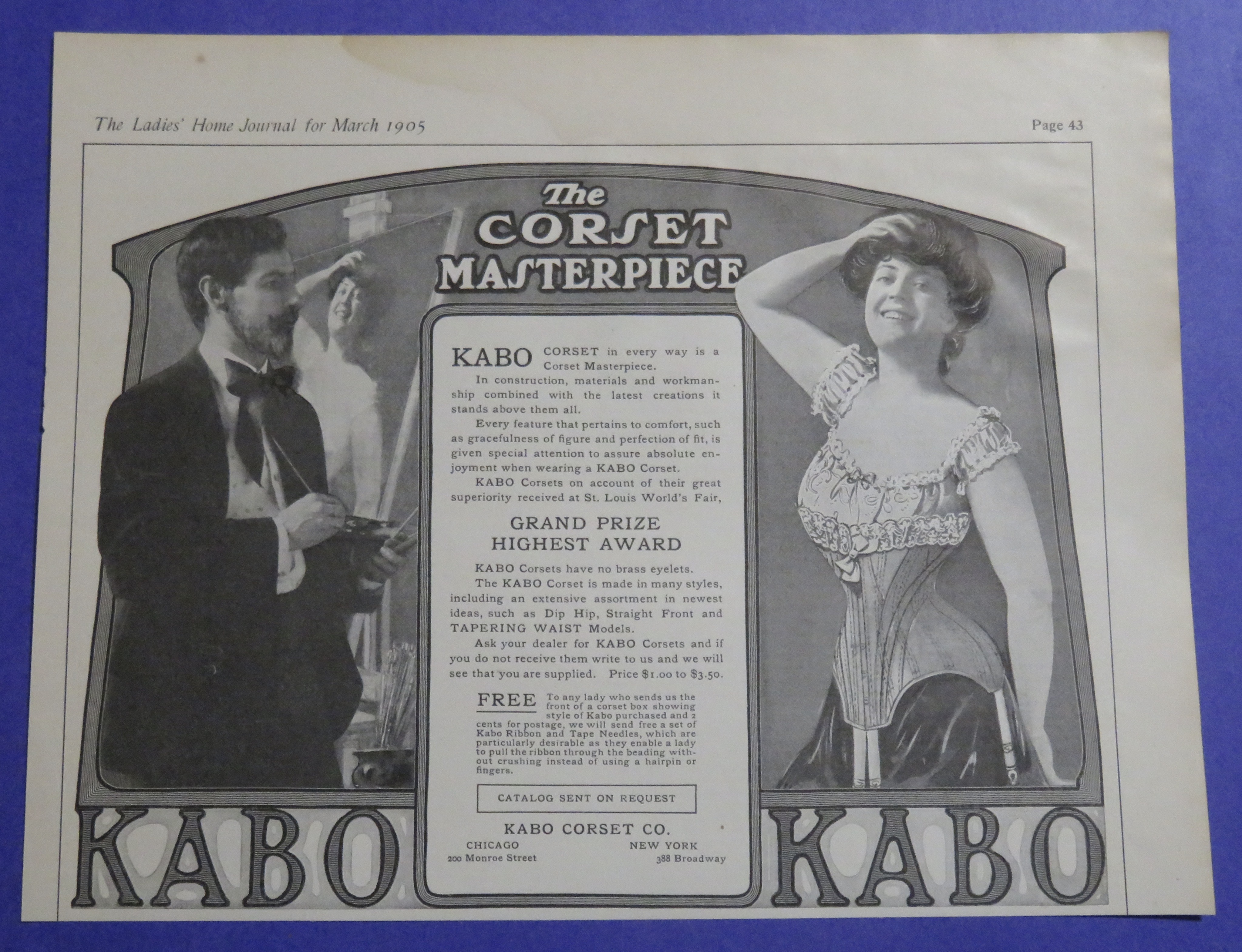 1905 Kabo Corset with Man Painting Woman In Corset