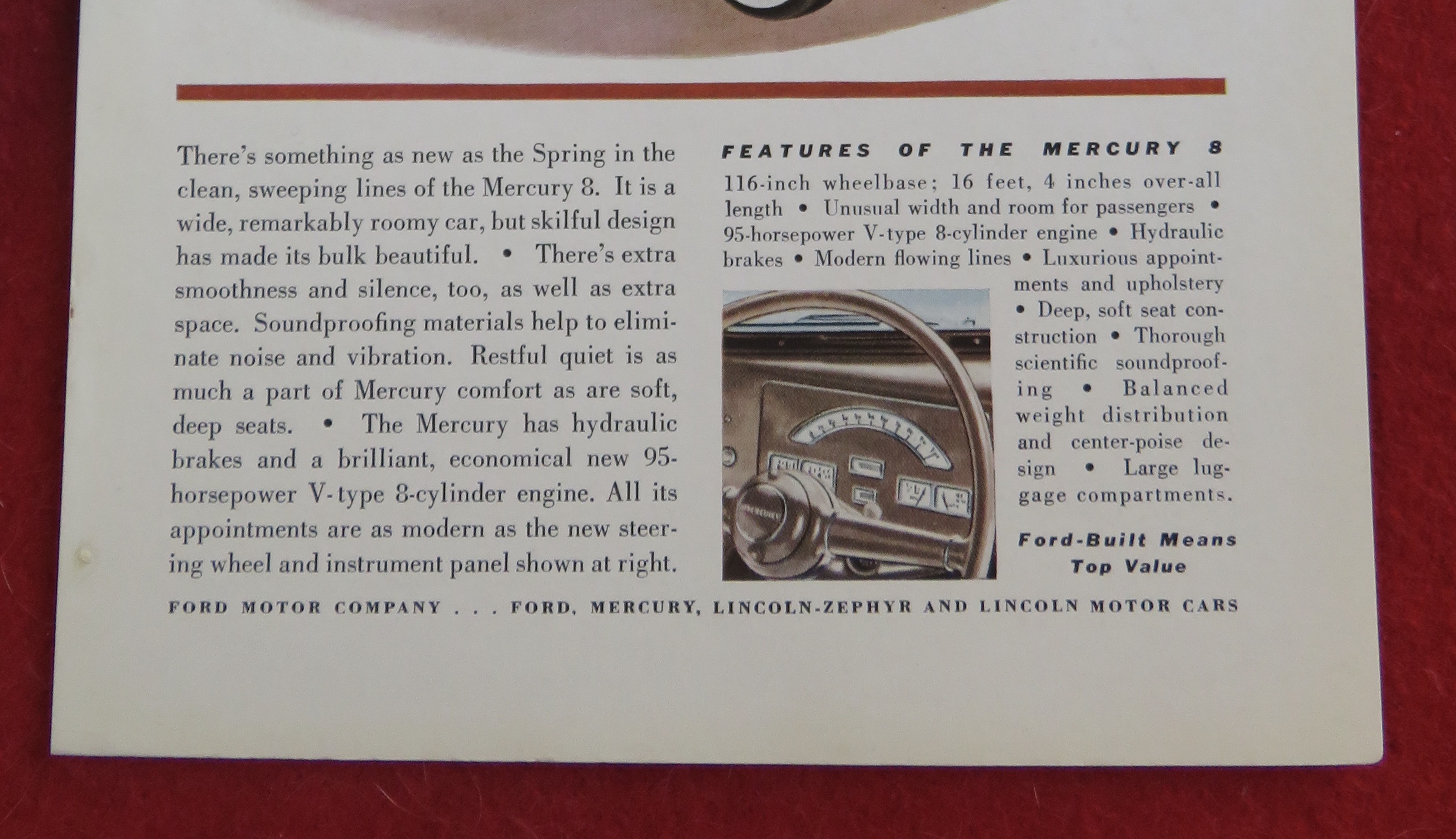 1939 Mercury Automobile with The New Mercury 8