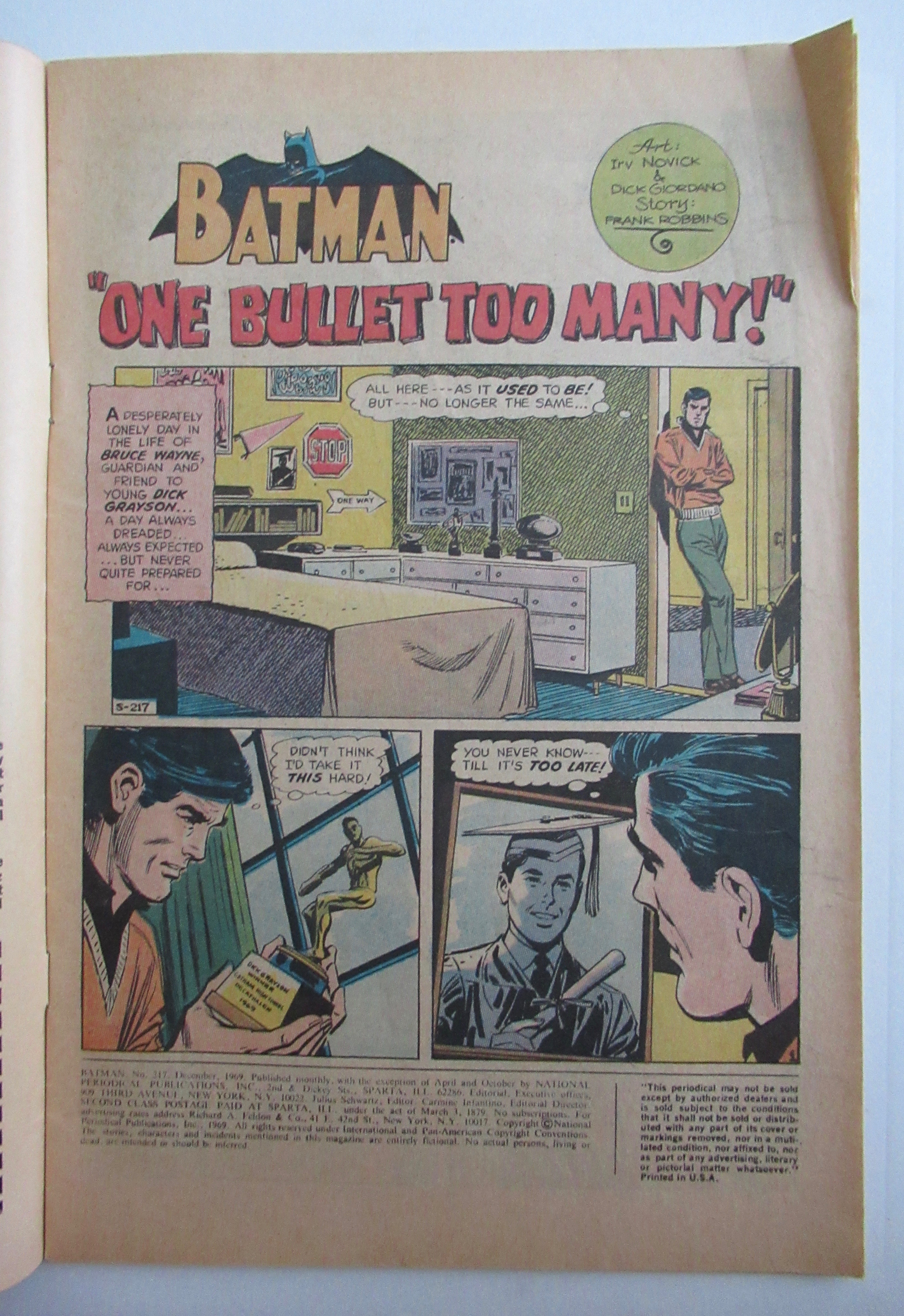 Batman Comic December 1969 One Bullet Too Many