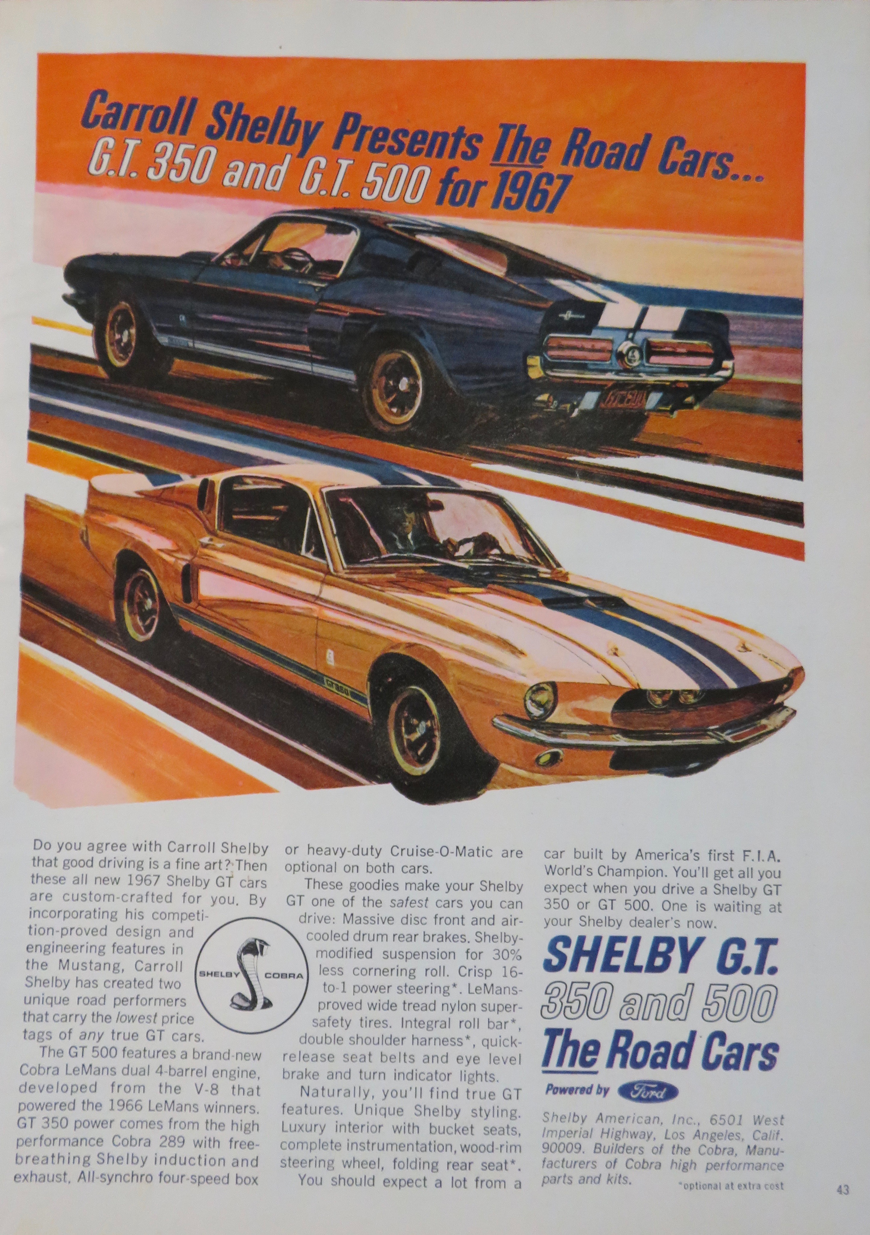 1966 Shelby Automobile with Shelby G T 350 & 500