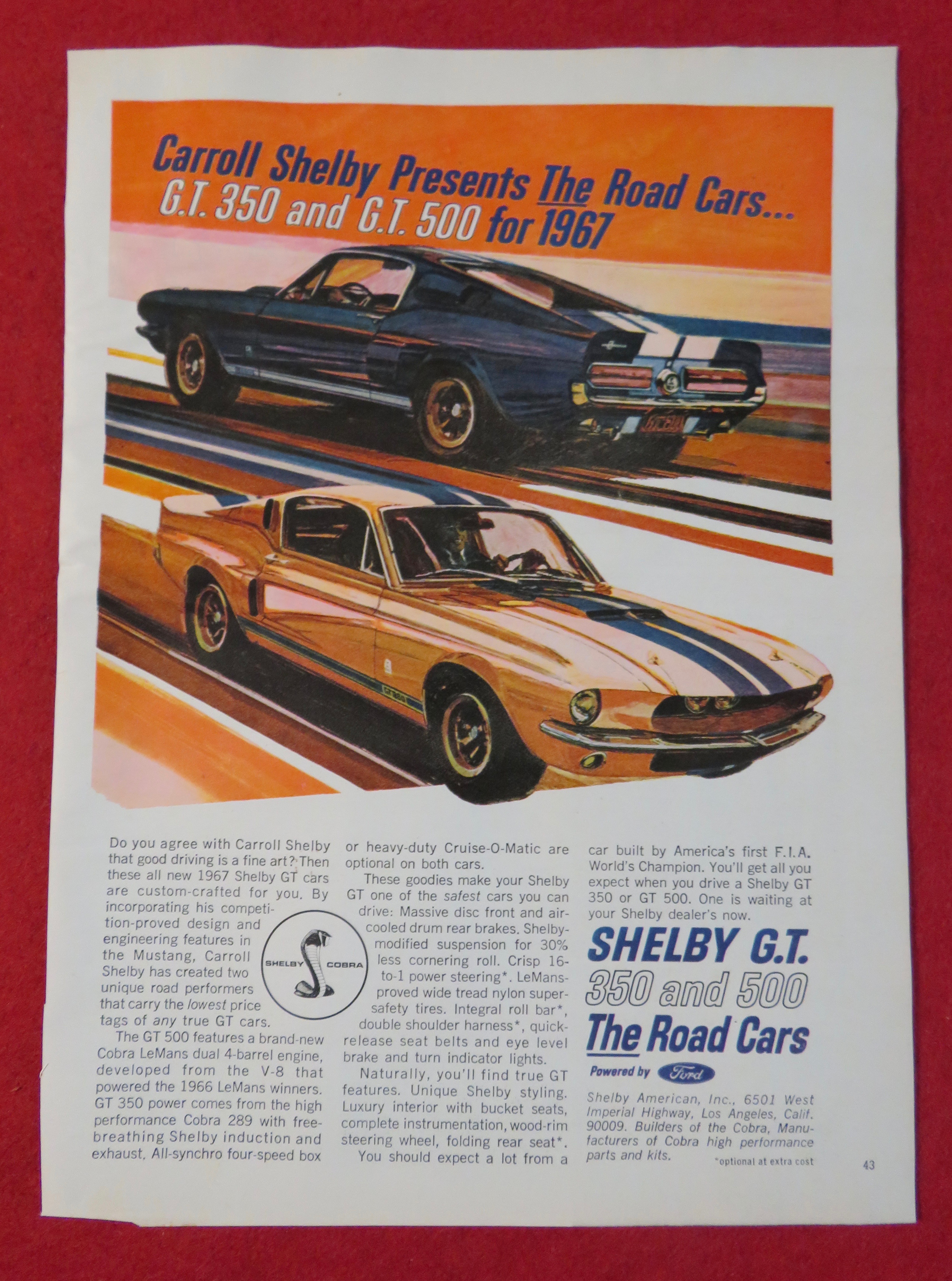 1966 Shelby Automobile with Shelby G T 350 & 500