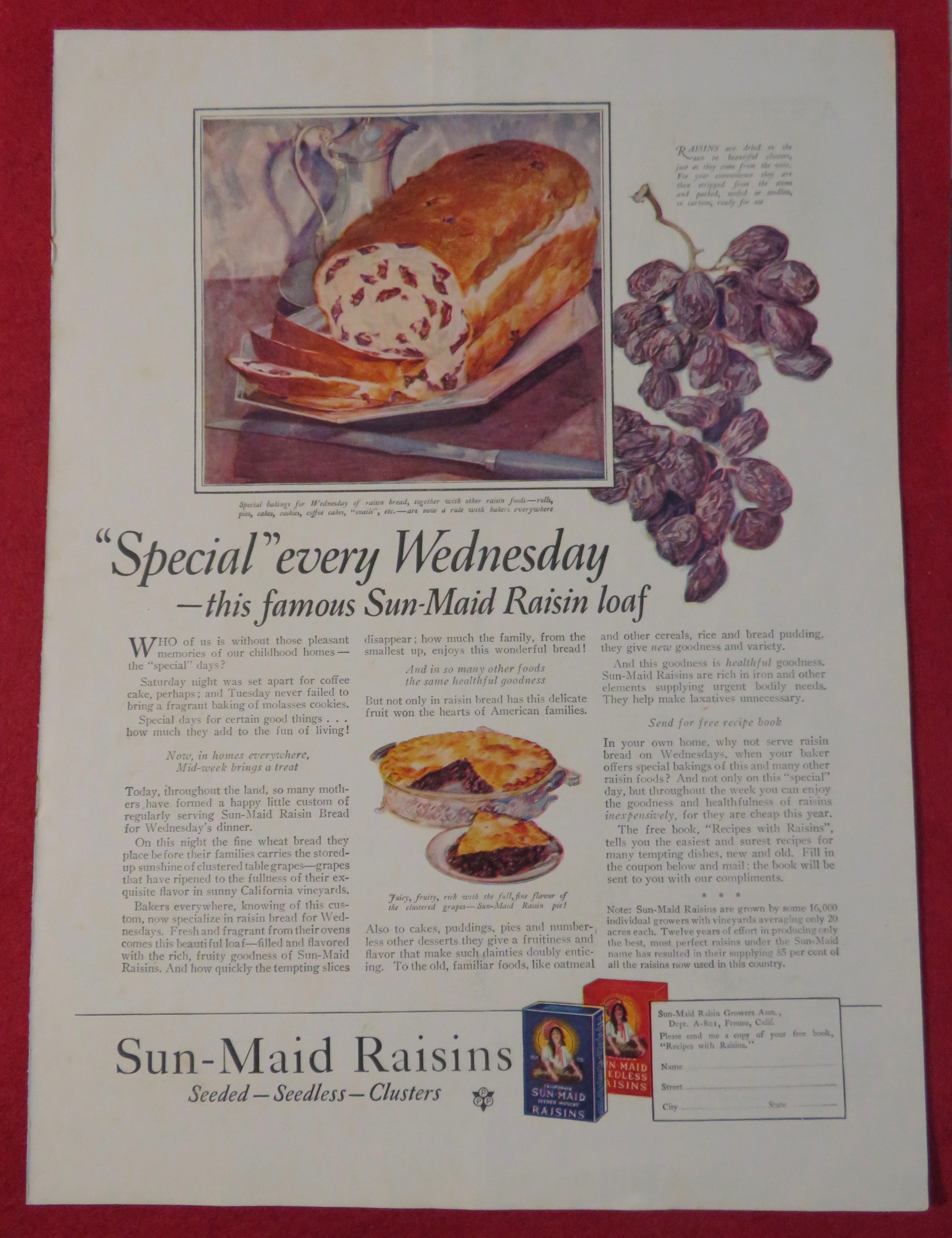 1924 Sun Maid Raisins with Sun Maid Raisin Loaf