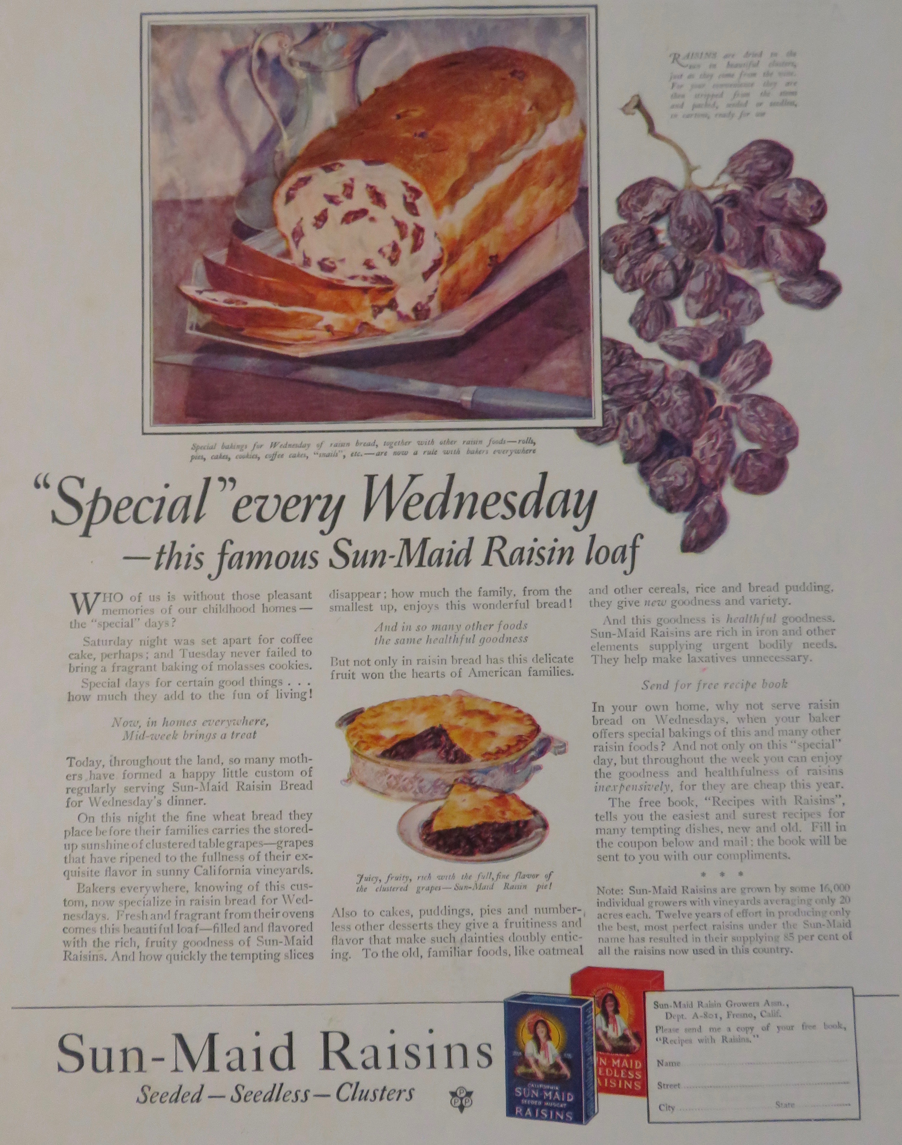1924 Sun Maid Raisins with Sun Maid Raisin Loaf