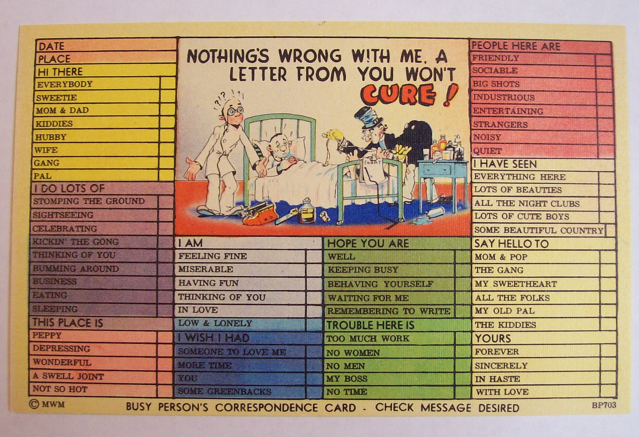 Busy Person's Correspondence Postcard