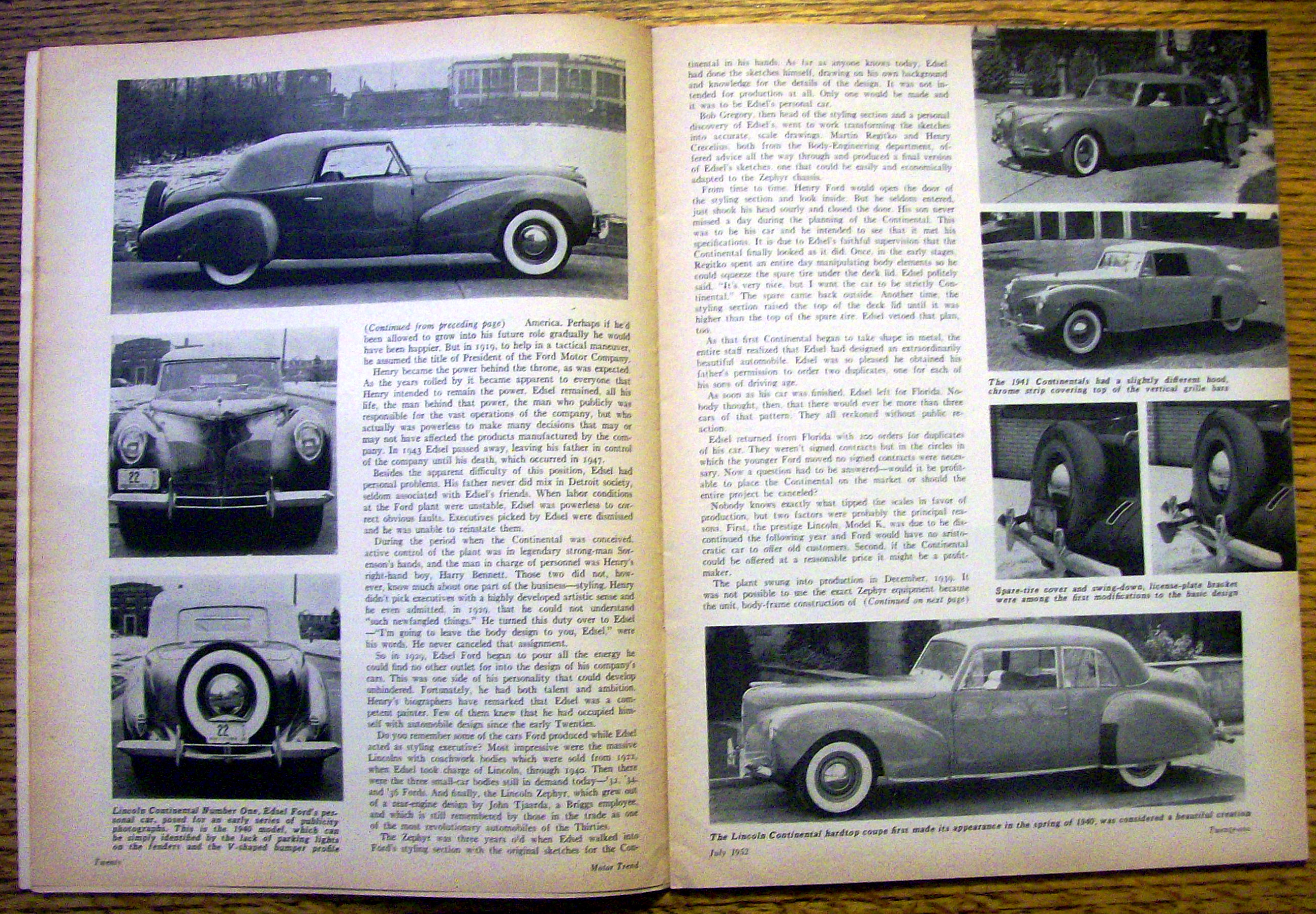 Motor Trend Magazine July 1952 Lincoln Continental