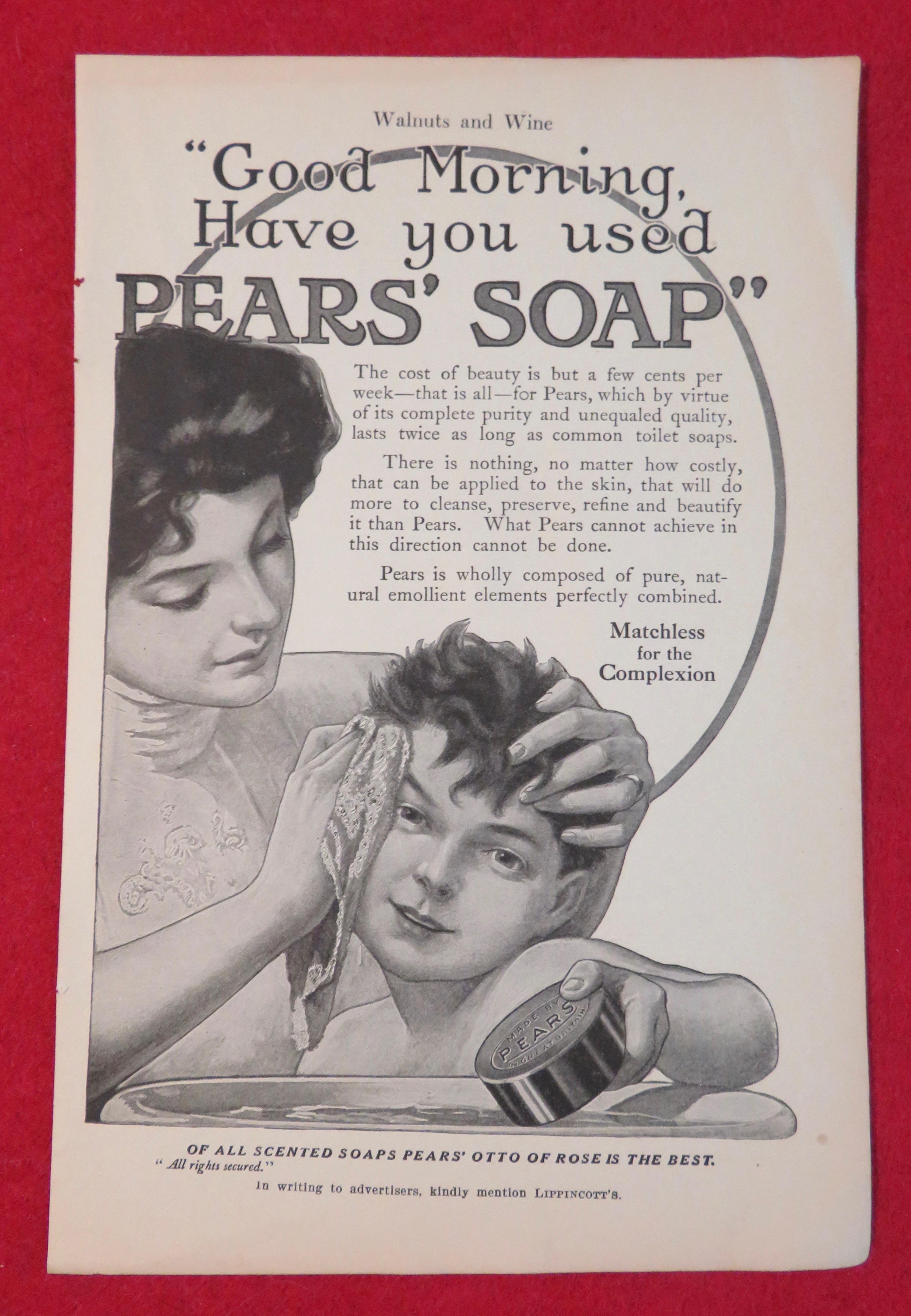 1911 Pear's Soap With Mom Washing Little Boy
