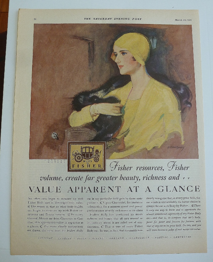 1929 Body By Fisher With Lovely Woman In Yellow
