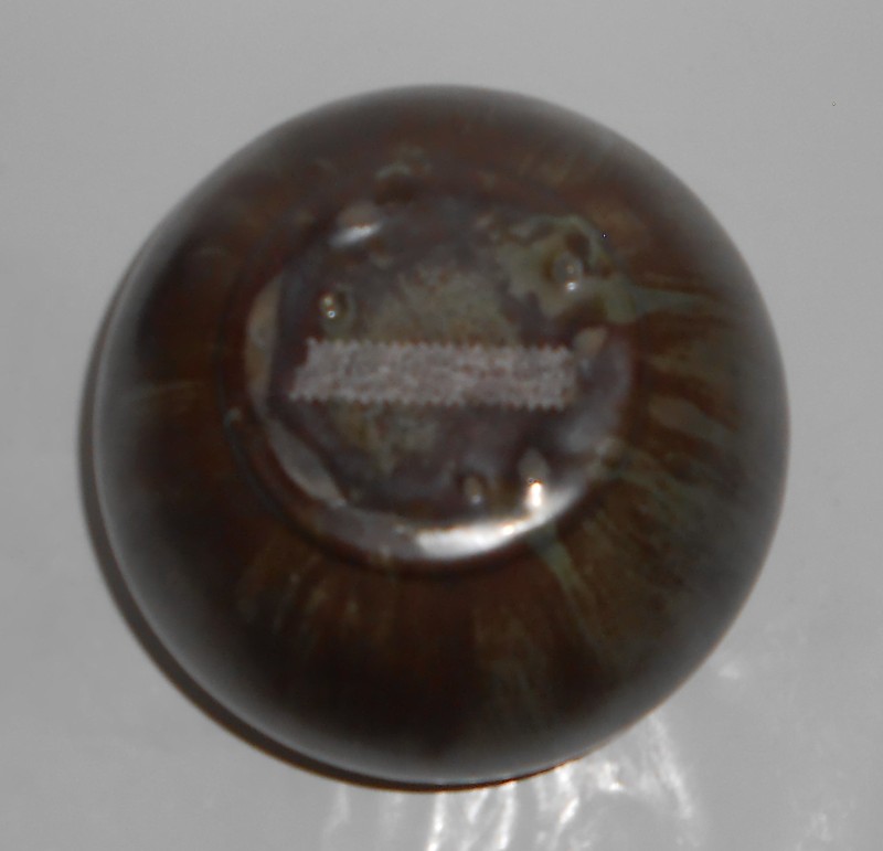 VINTAGE North State Pottery Bulbous Brown-Green Drip Glaze Vase