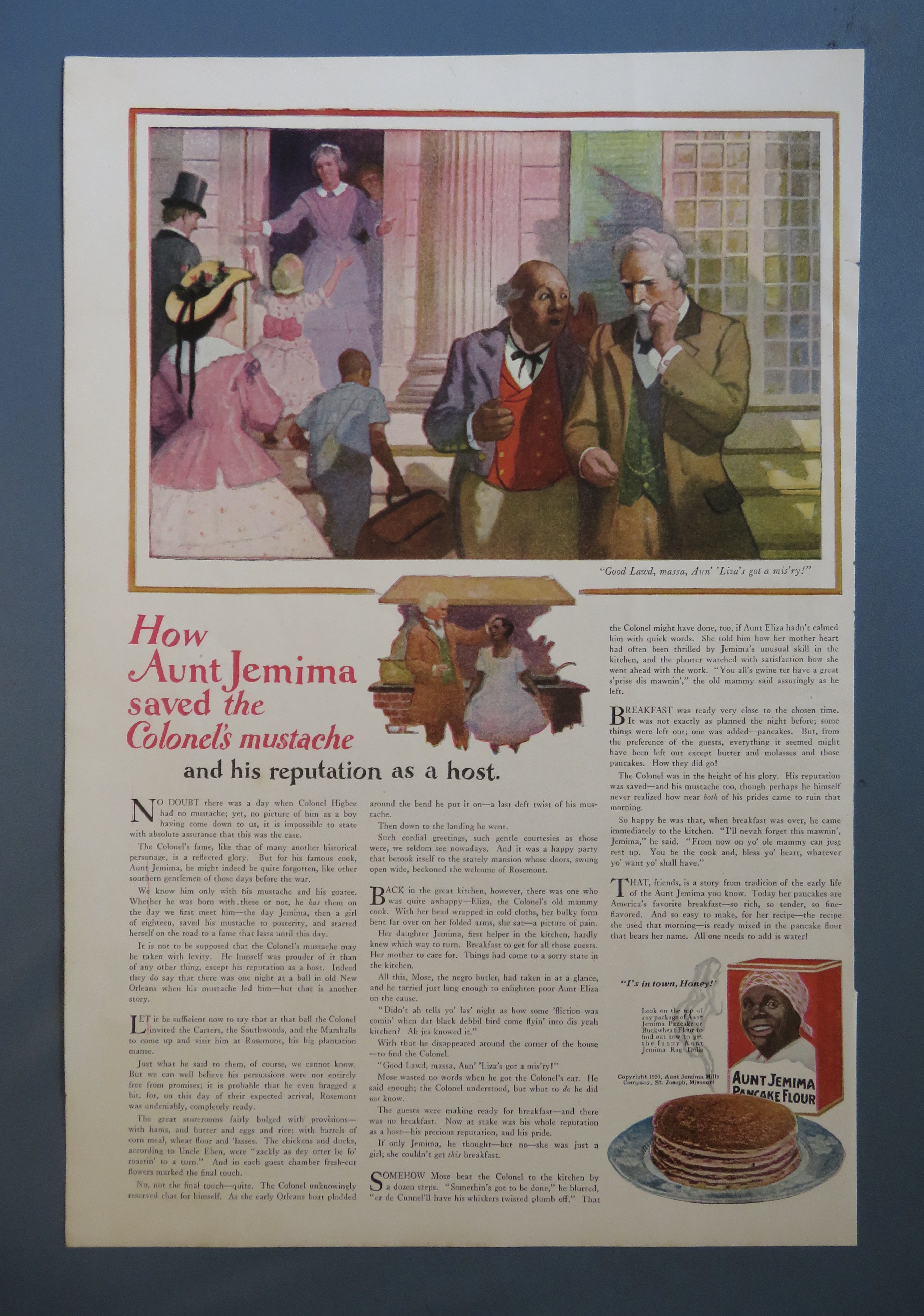1920 Aunt Jemima Pancake Flour with Colonel's Mustache