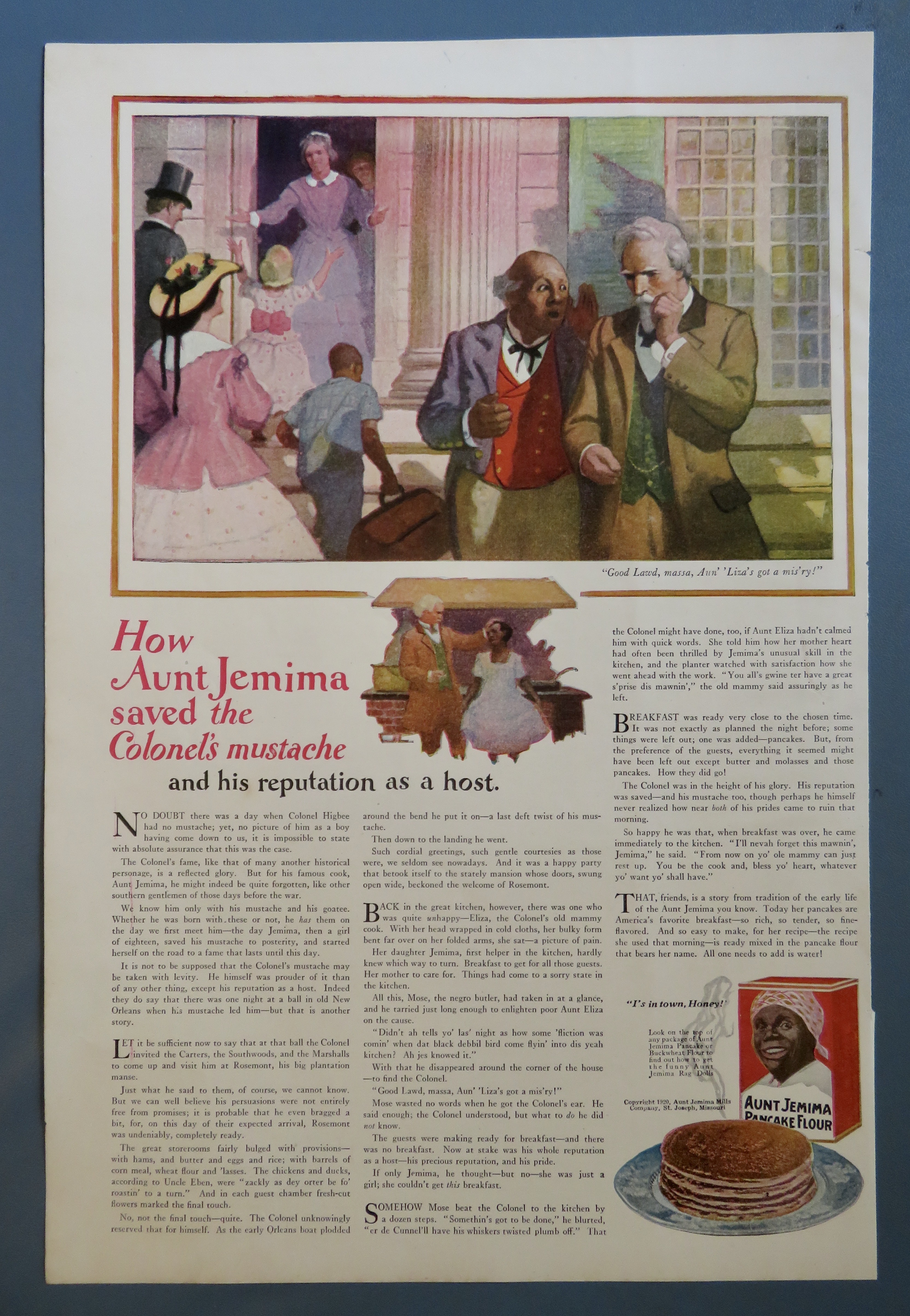 1920 Aunt Jemima Pancake Flour with Colonel's Mustache