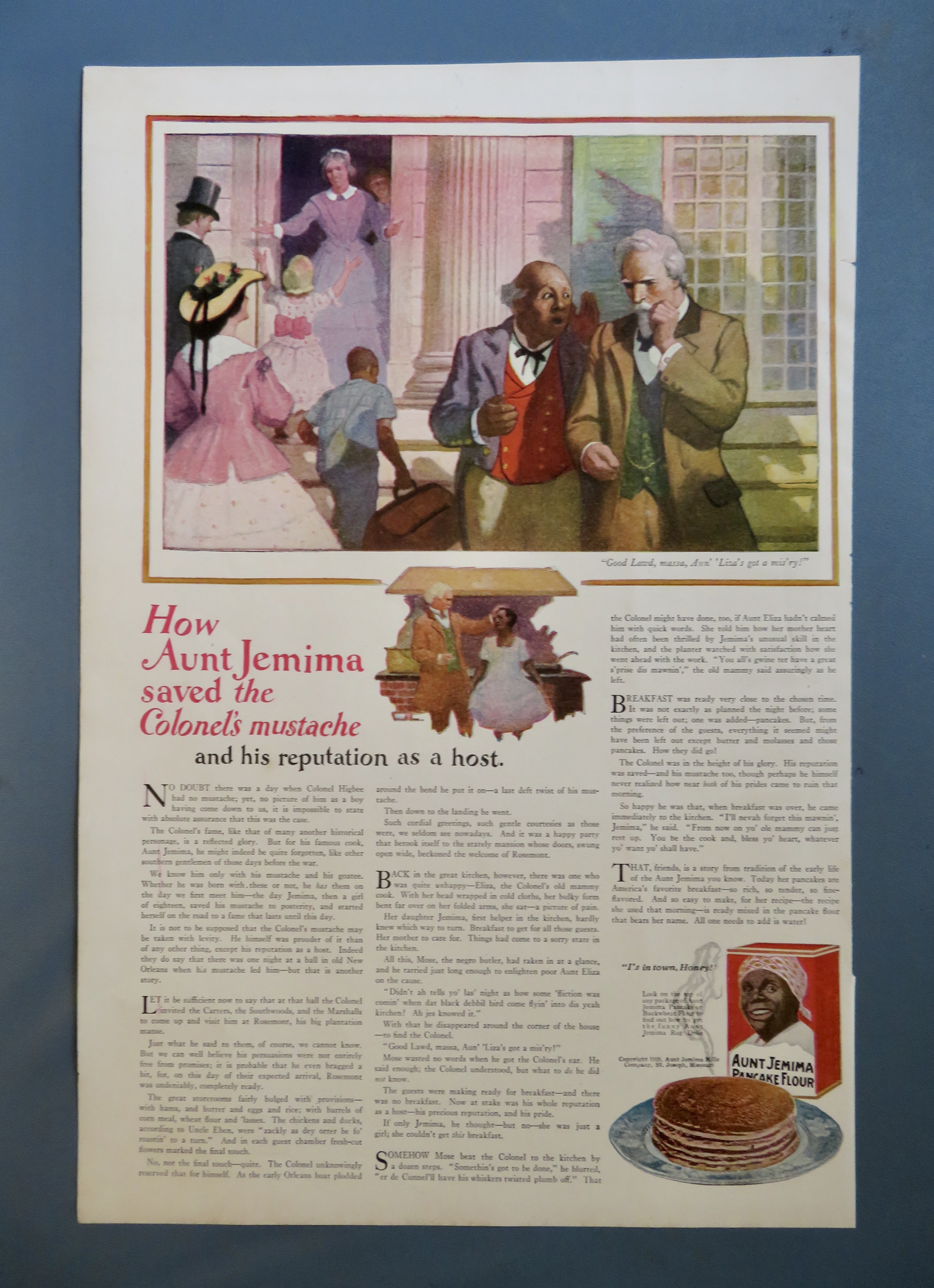 1920 Aunt Jemima Pancake Flour with Colonel's Mustache