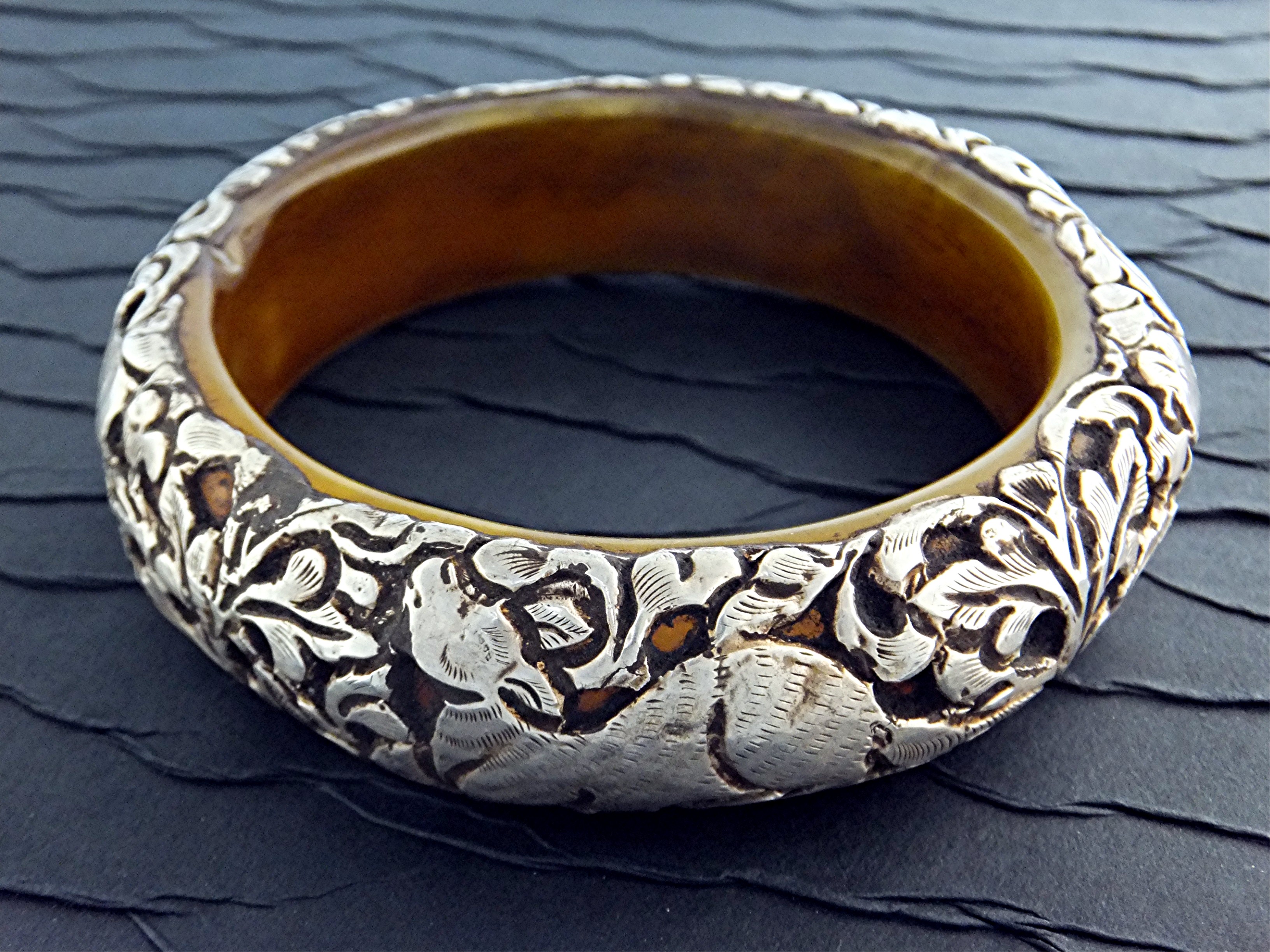Bracelet Sterling Silver bakelite Bangle Nepal