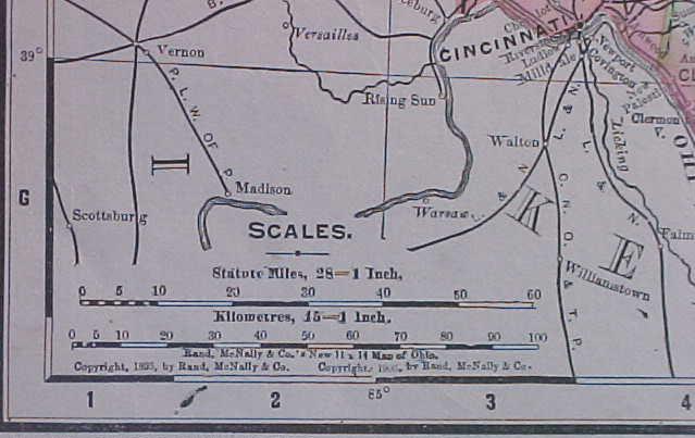 Map Ohio & Cincinnati 1907 Rand McNally