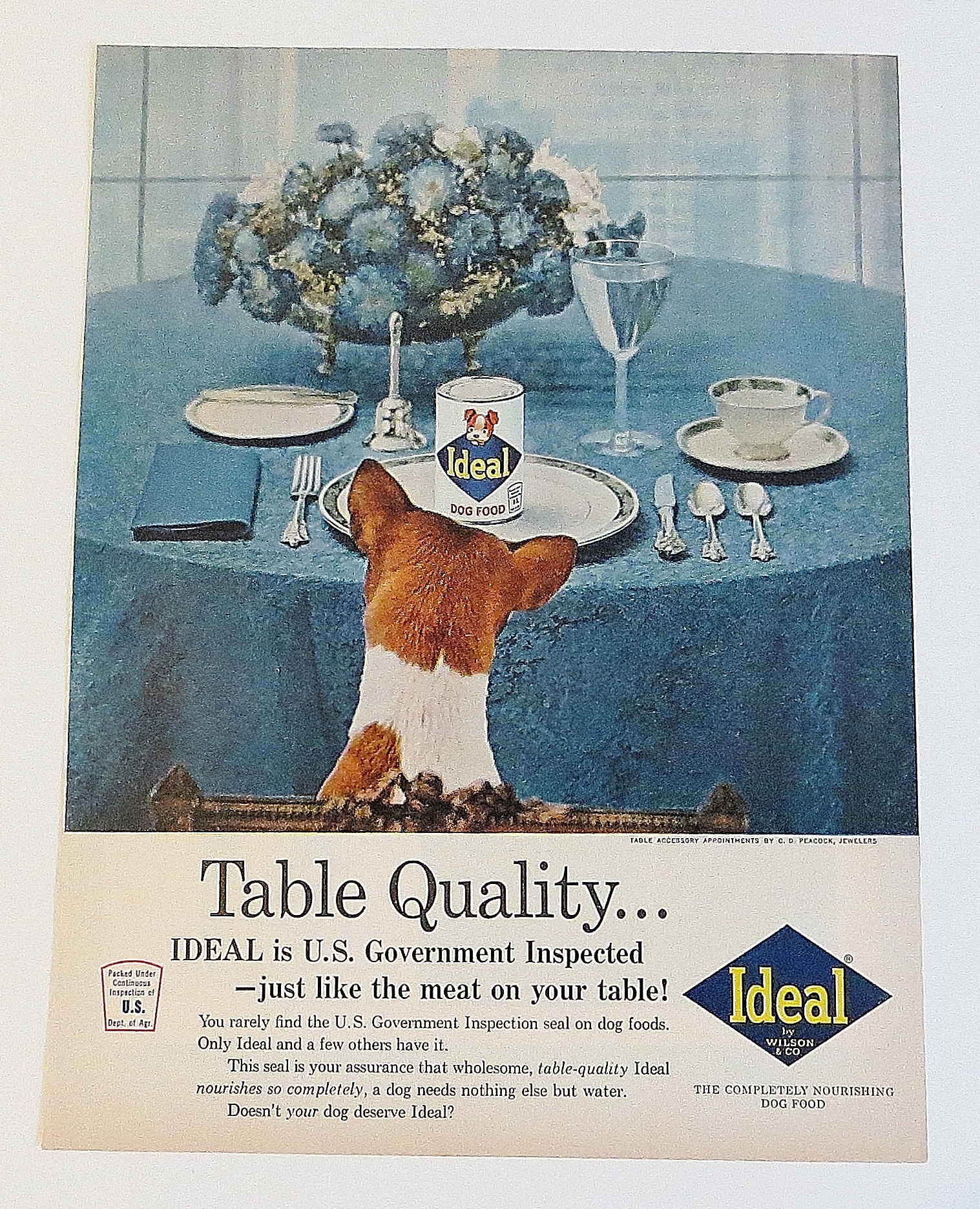 1963 Ideal Dog Food With Dog Sitting At Table