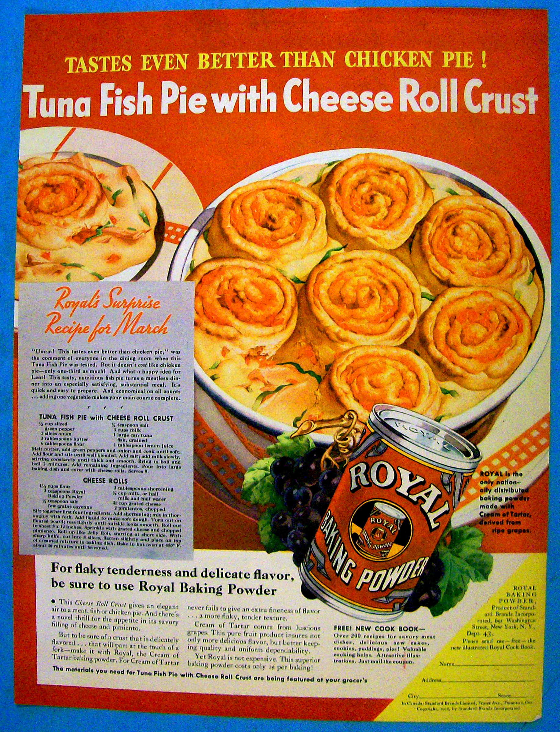1936 Royal Baking Powder w/ Tuna Fish Pie