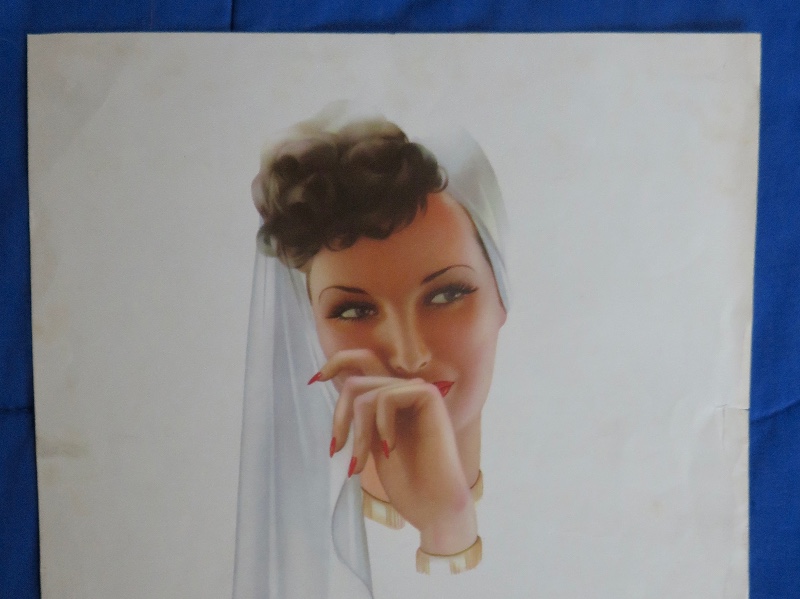 Alberto Vargas Sexy Dark Haired Woman Wearing A White Veil Pin Up Calendar Page