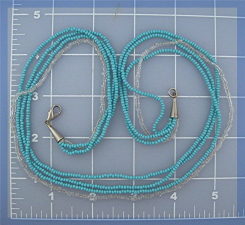 Turquoise Crystal 3 Strand Necklace Silver Clasp