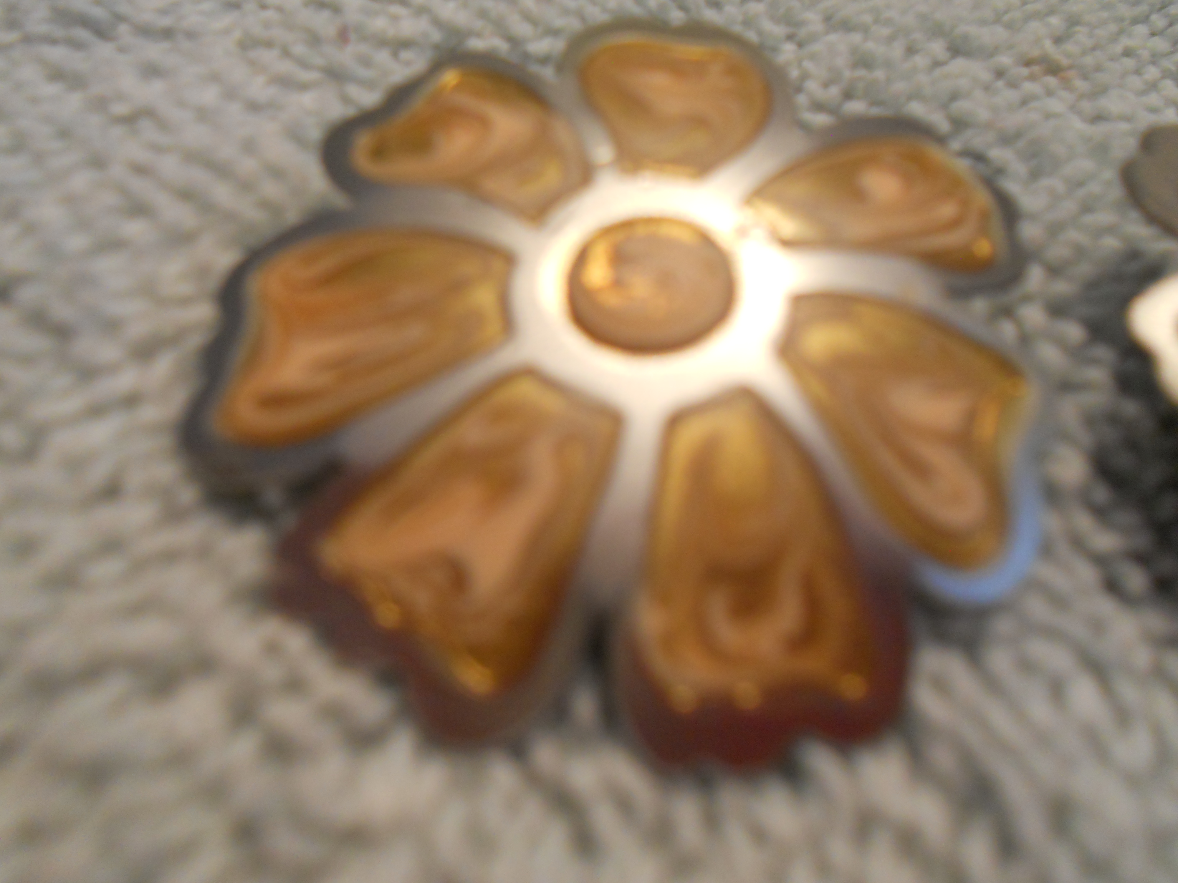 Flower Earrings Enamel on Silver unmarked