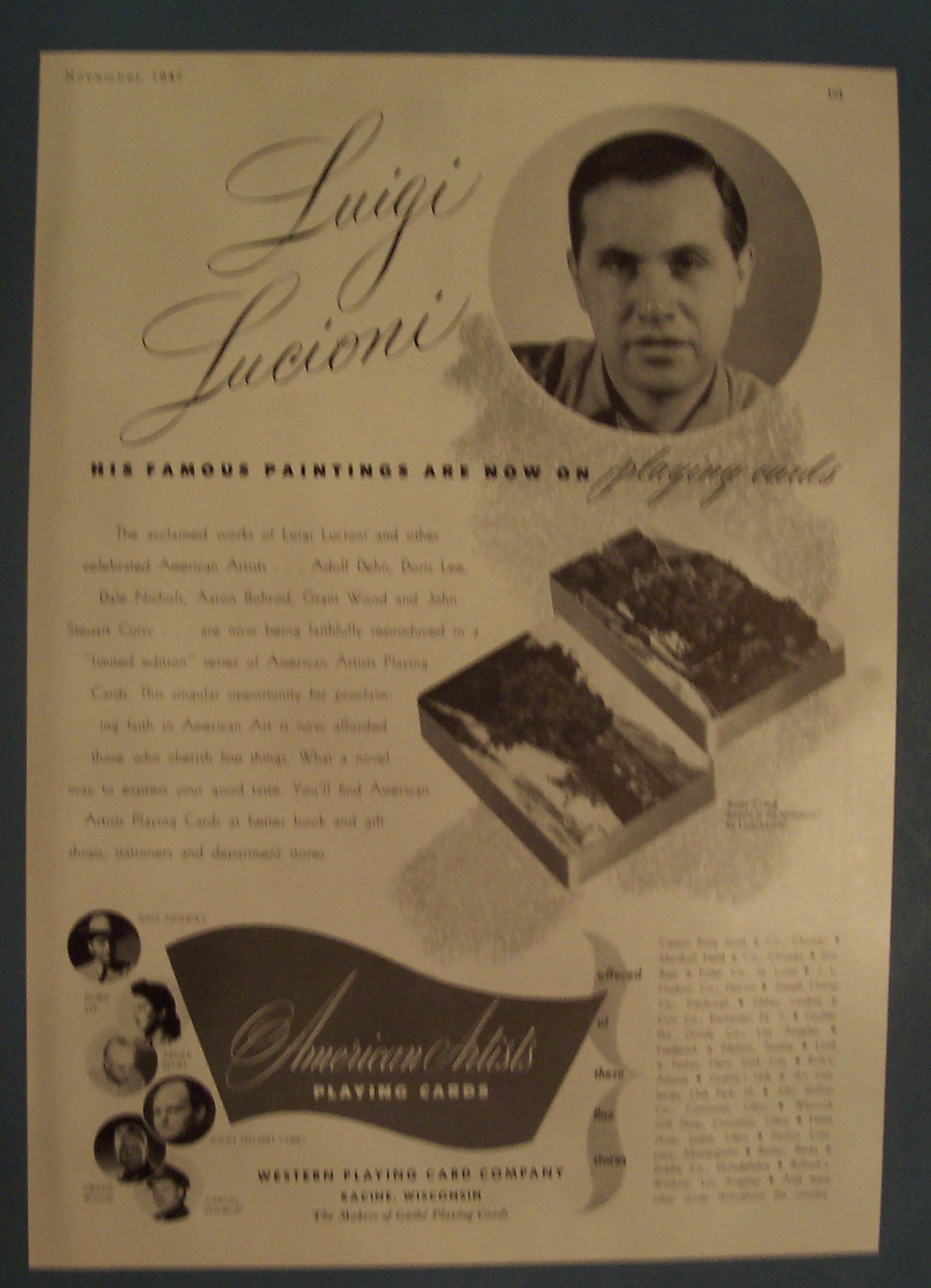 1947 American Artists Playing Cards with Famous Artists