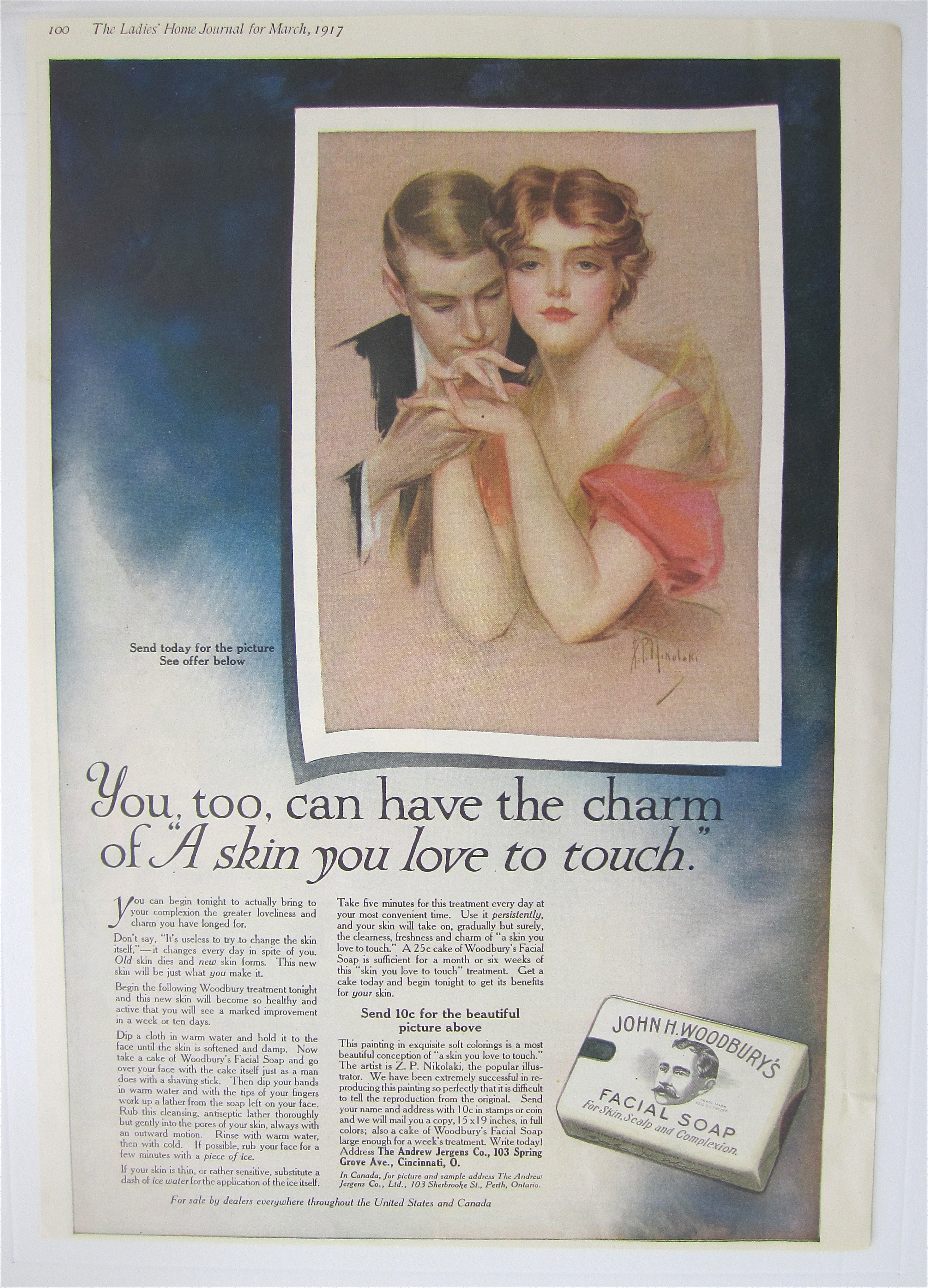 1917 John Woodbury Facial Soap with Lovely Couple