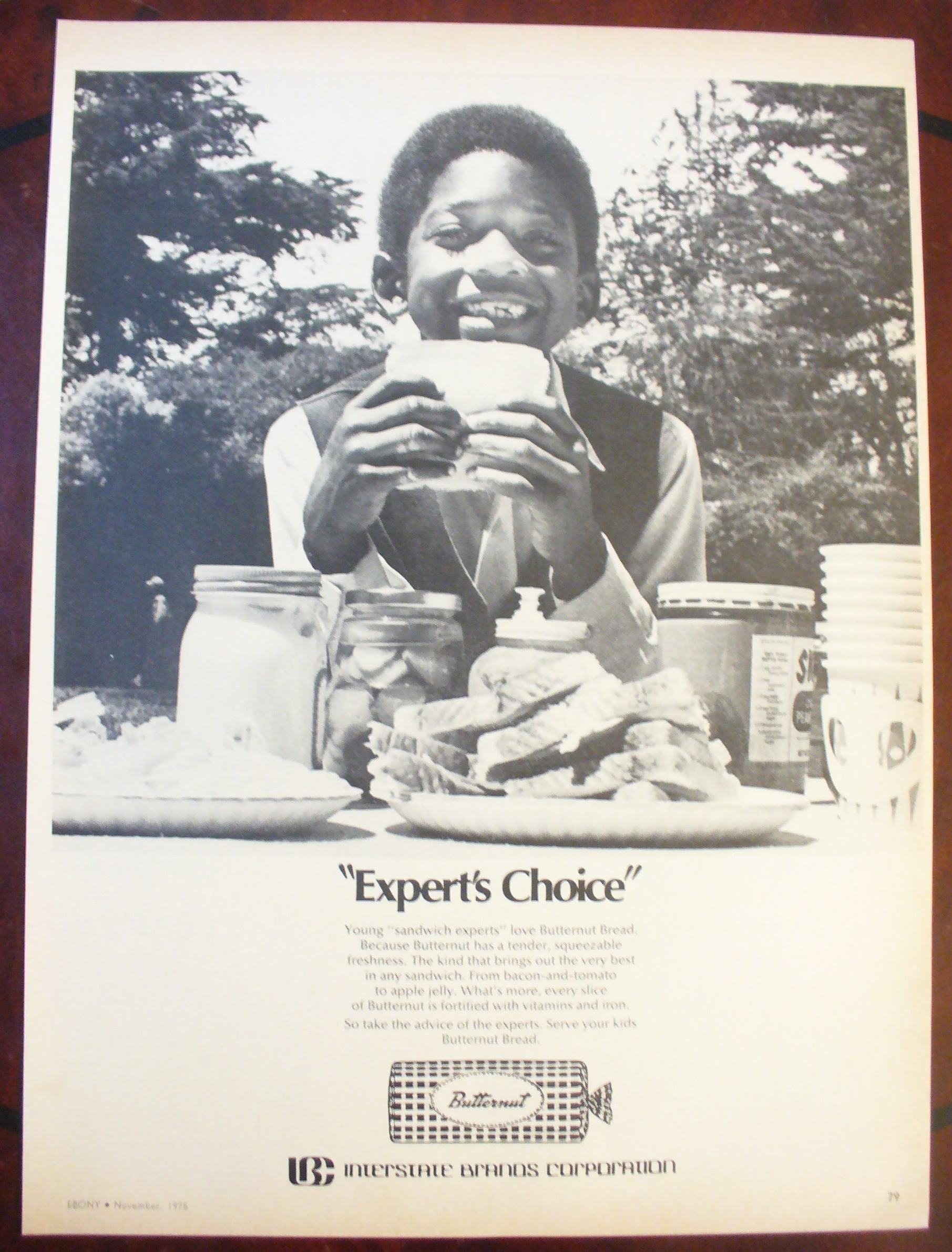1975 Butternut Bread w/ Boy Smiling & Holding Sandwich