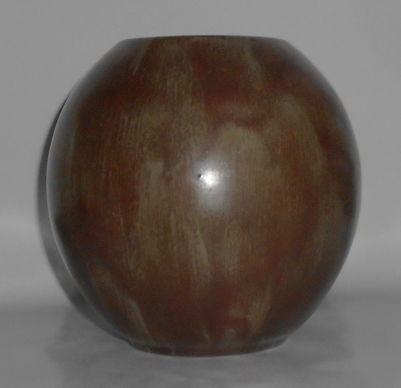 VINTAGE North State Pottery Bulbous Brown-Green Drip Glaze Vase