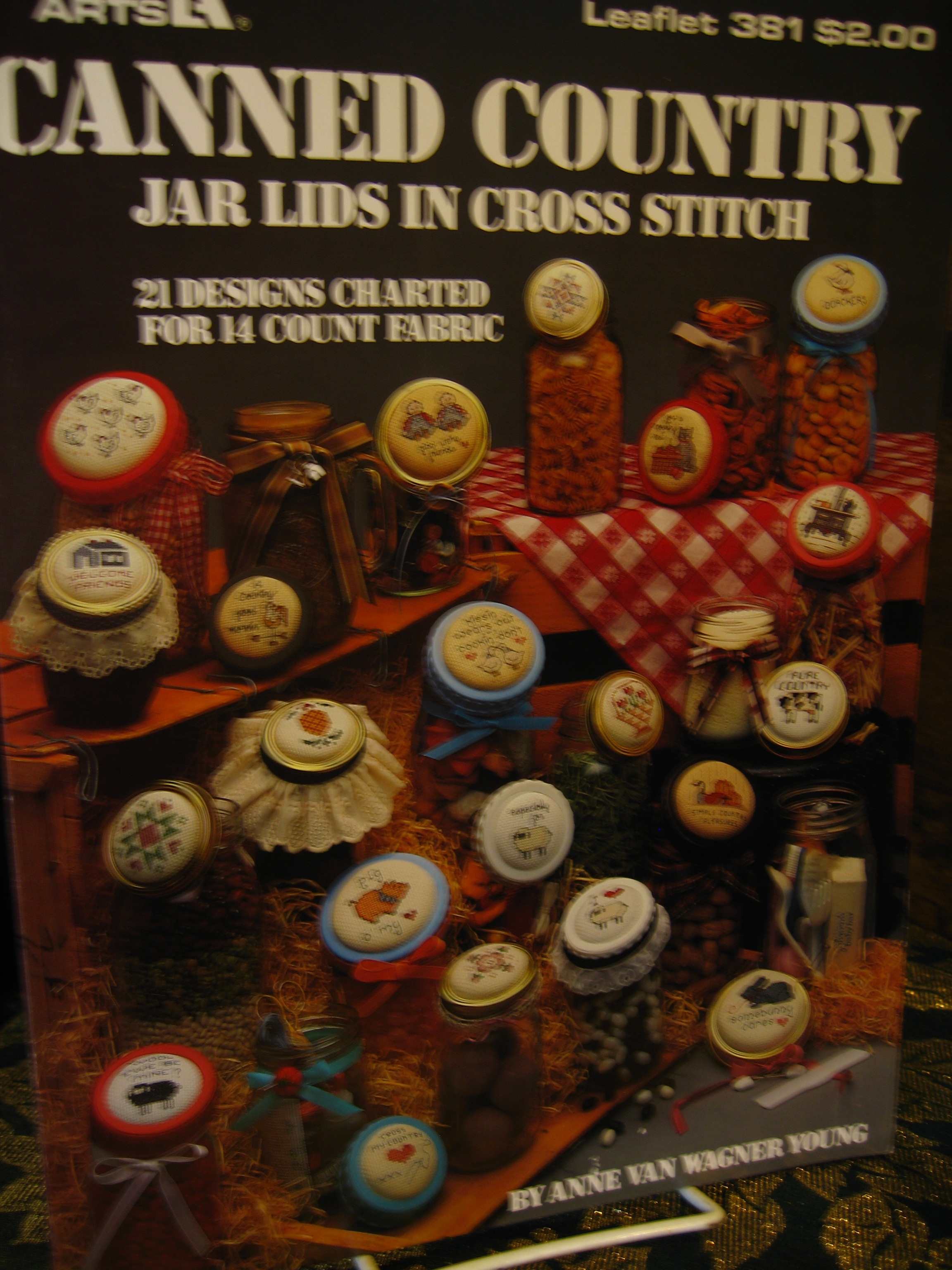 Leisure Arts Canned Country Jar Lids Cross Stitch #381