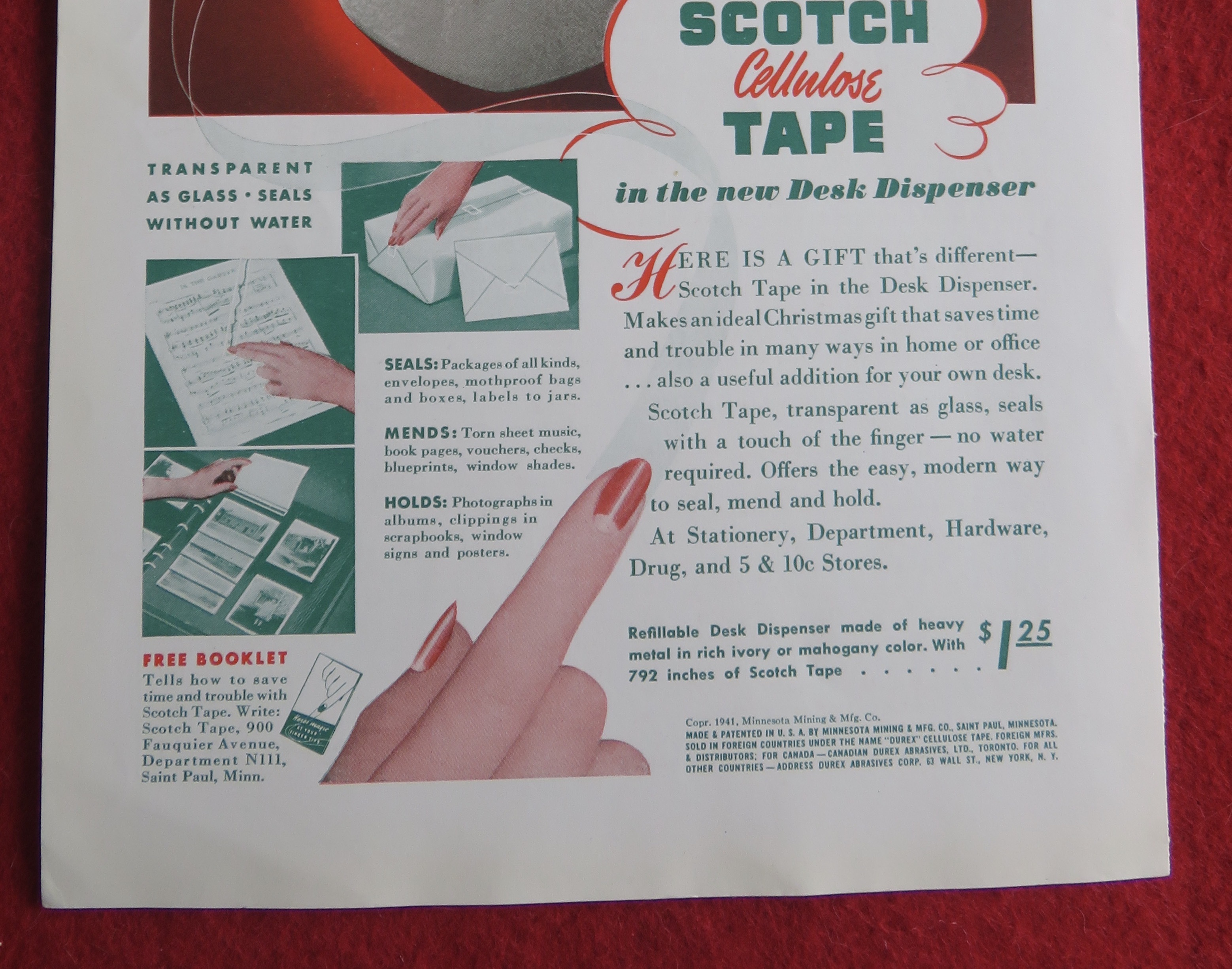 1941 Scotch Tape with Scotch Tape in Desk Dispenser