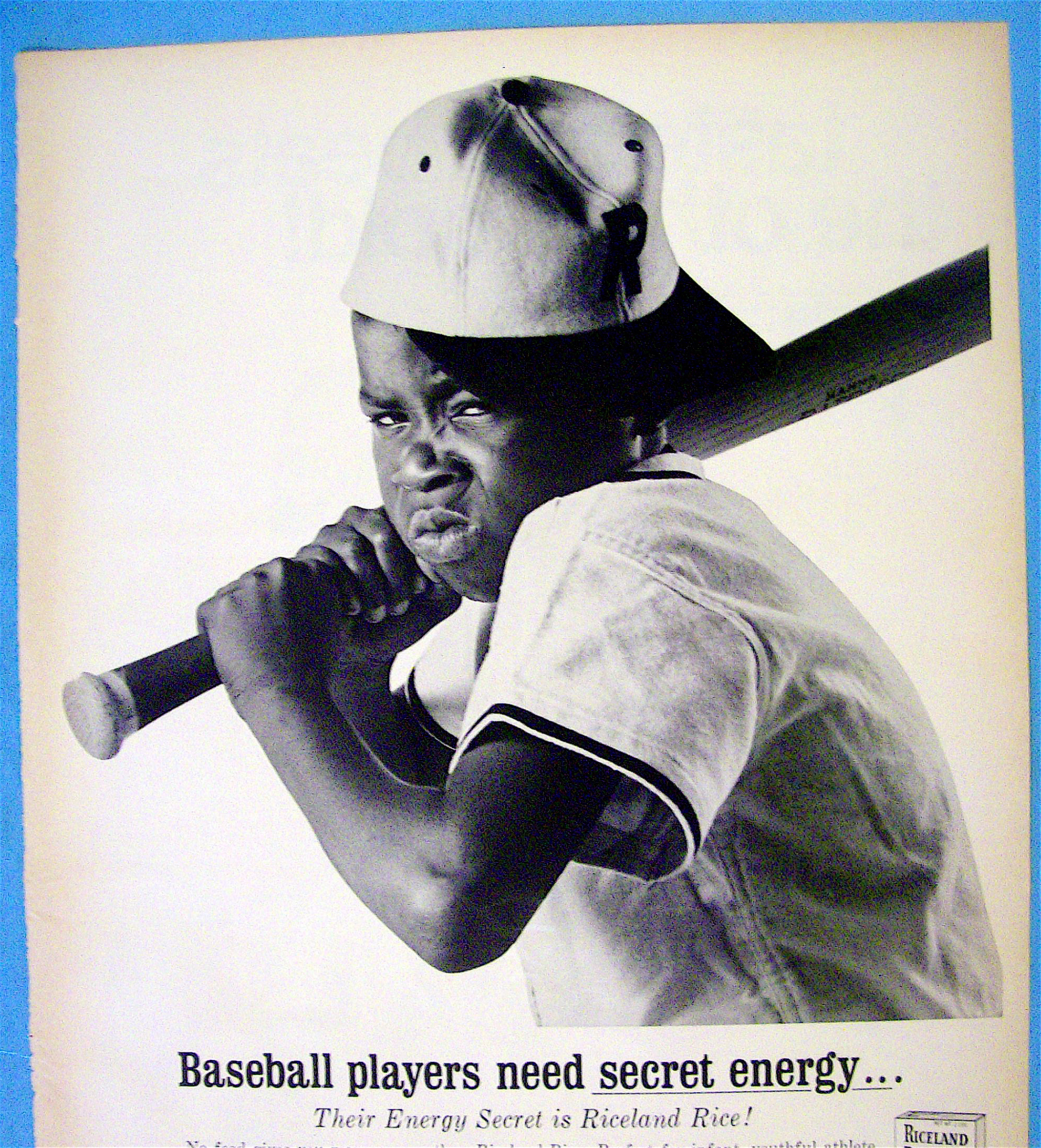 1968 Riceland Rice with Boy with Mad Face Holding Bat