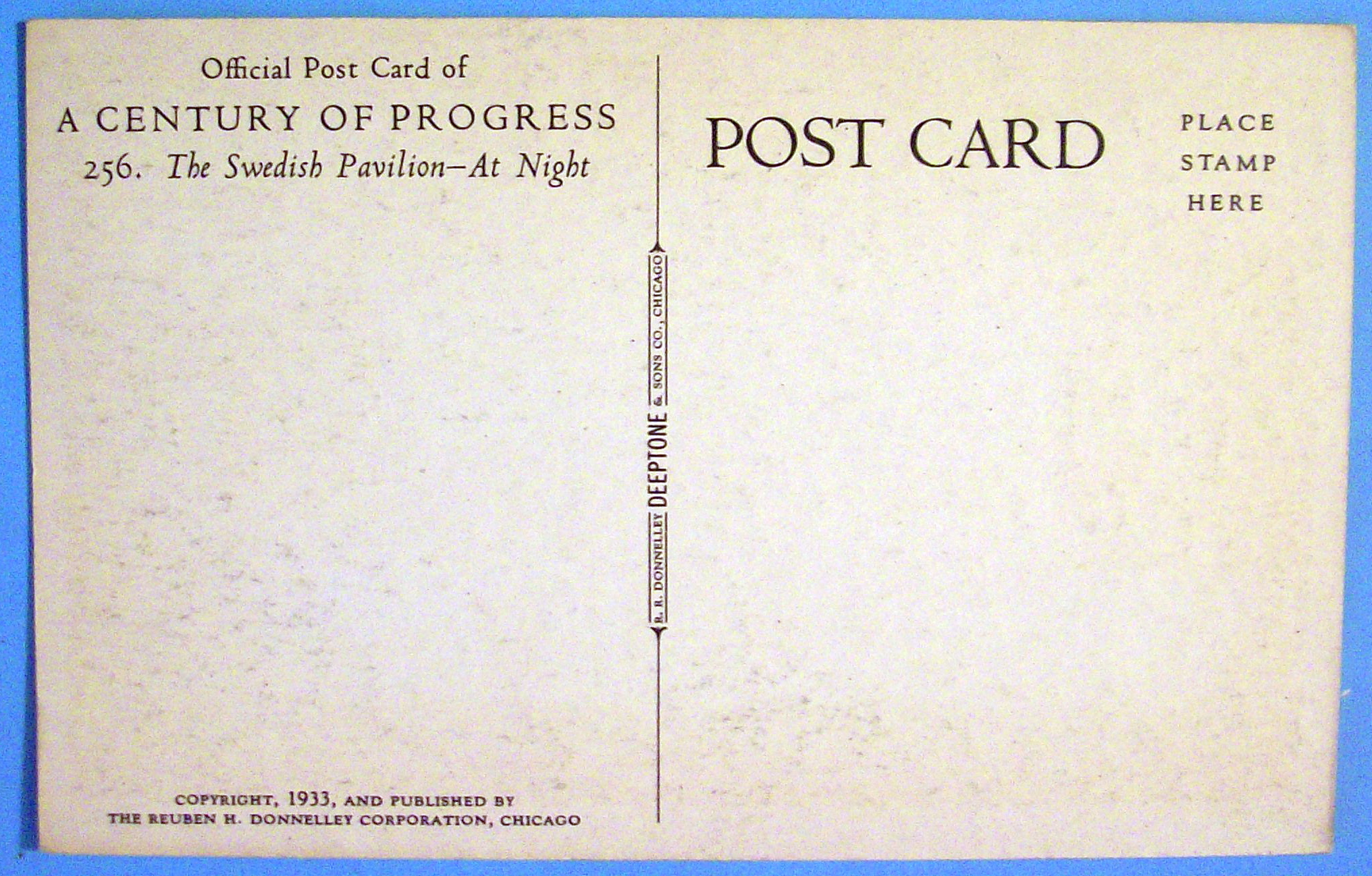 Swedish Pavilion Postcard (Chicago World's Fair)