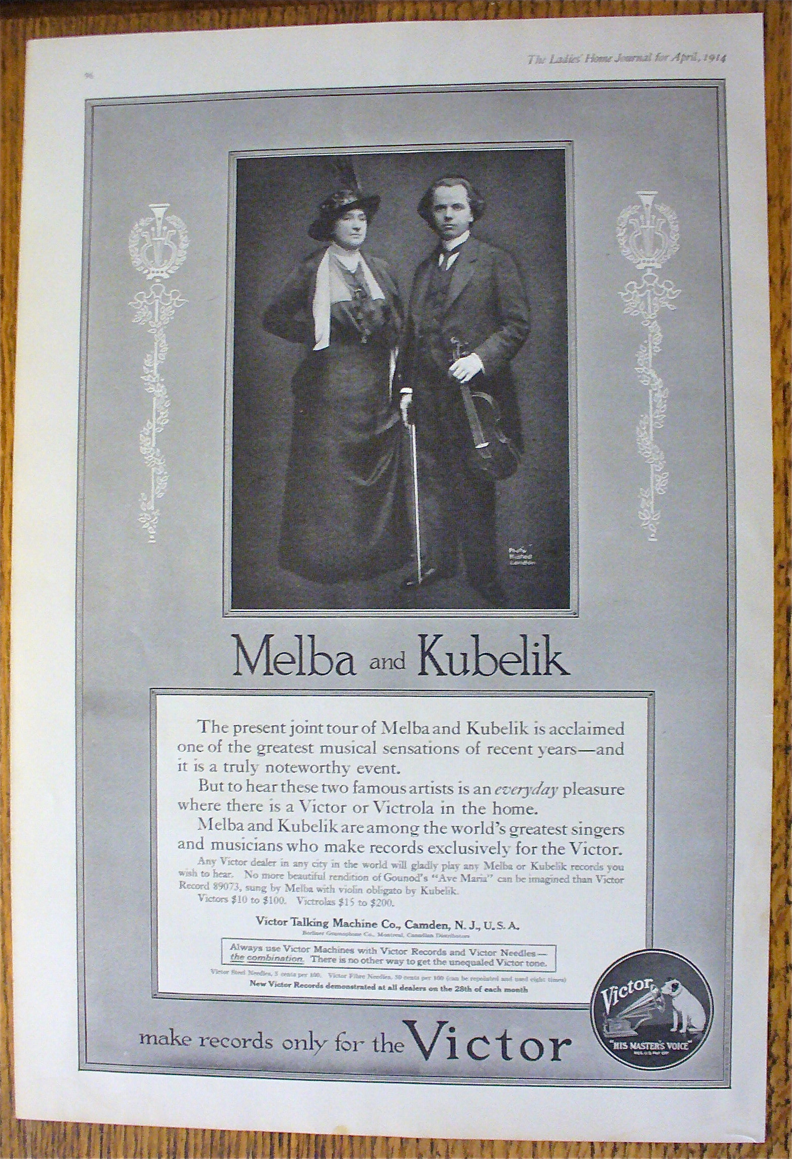 1914 Victor Records with Melba & Kubelik