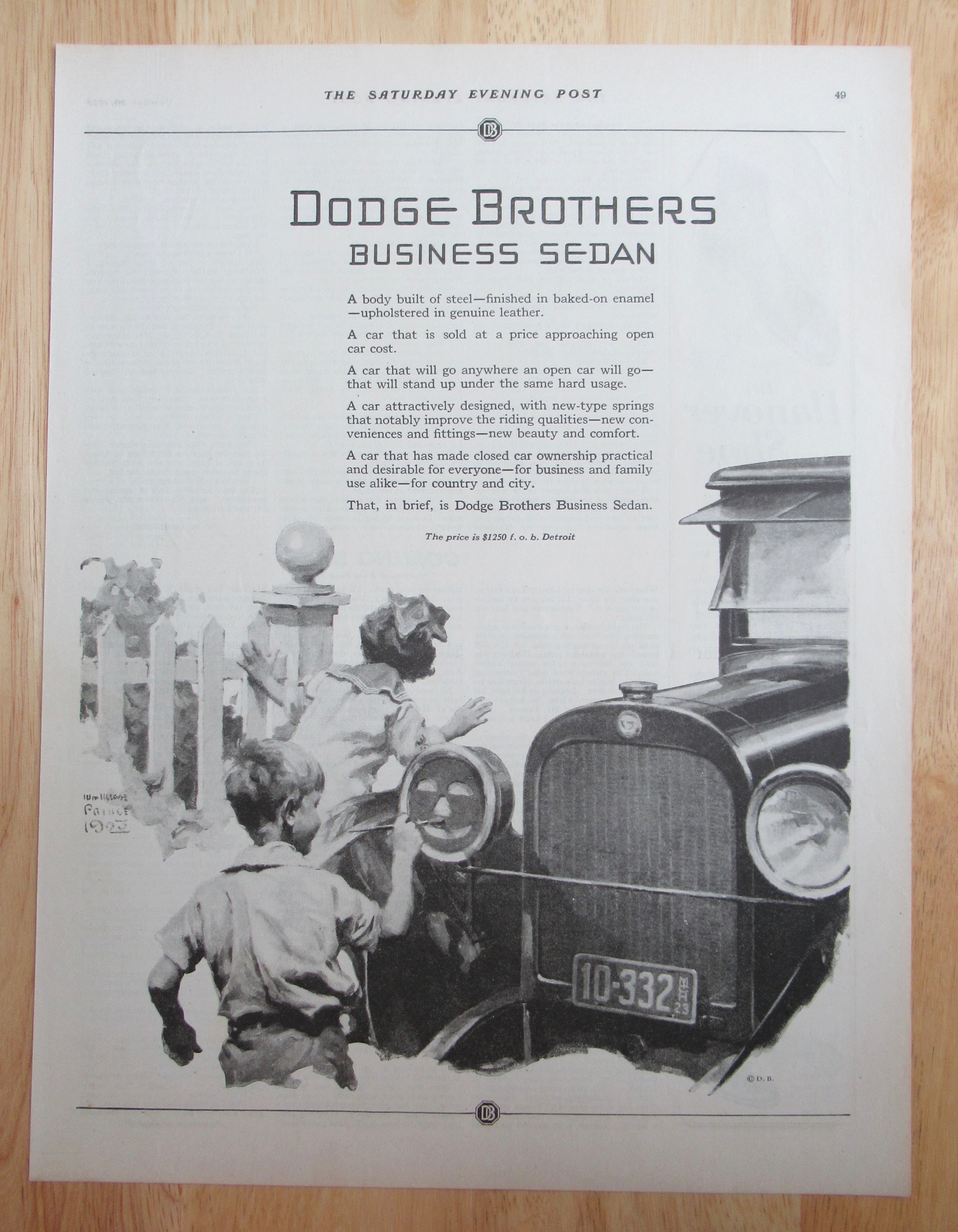 1923 Dodge Brothers with Boy Painting  Pumpkin Face